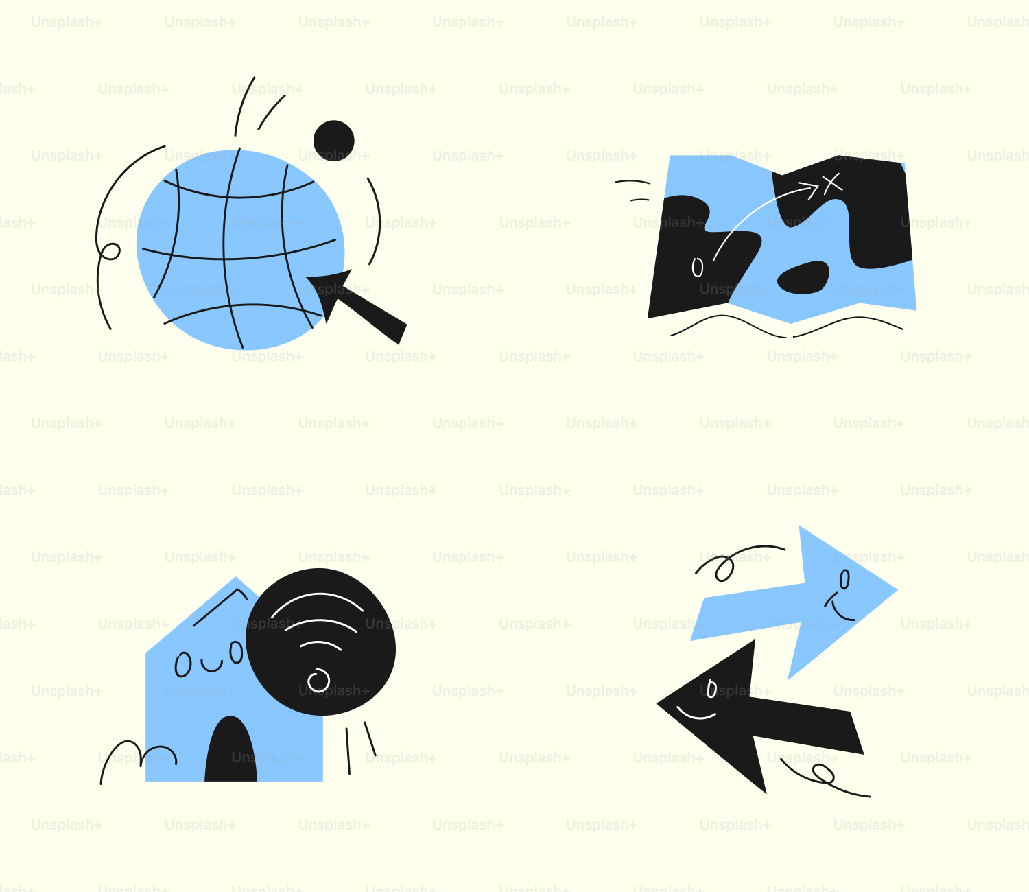 A set of nine different types of icons