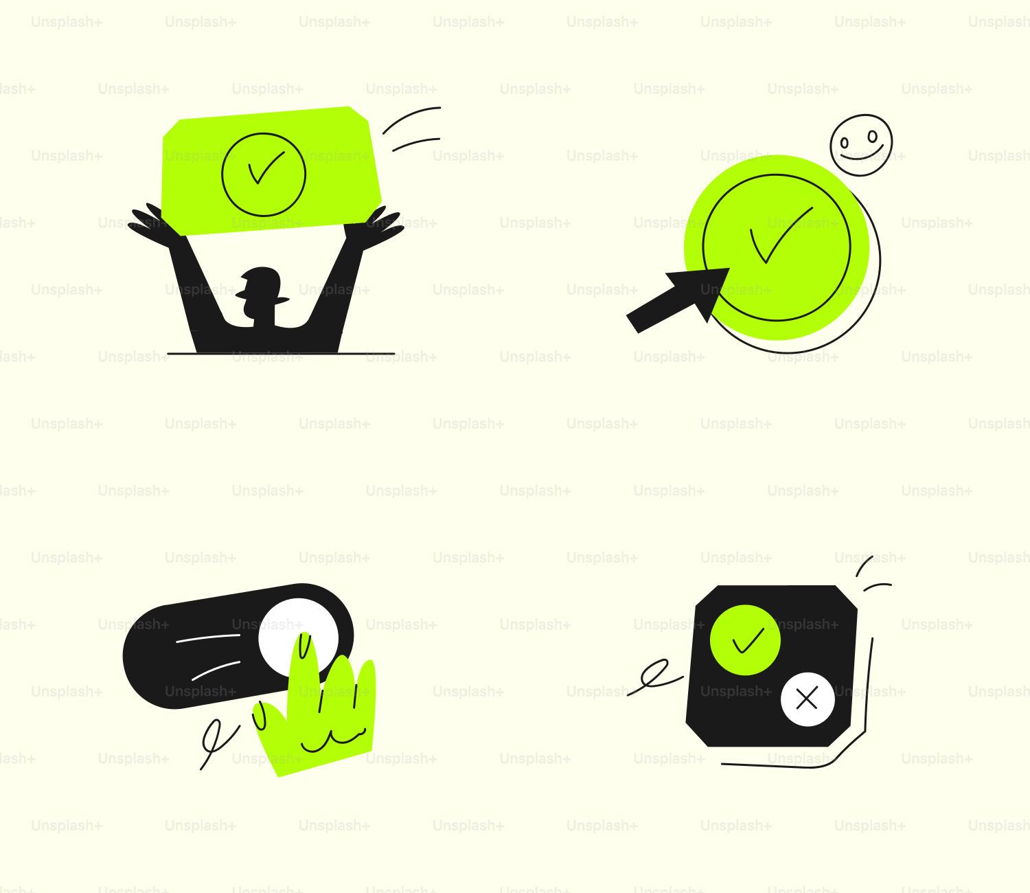 A series of icons depicting different types of items