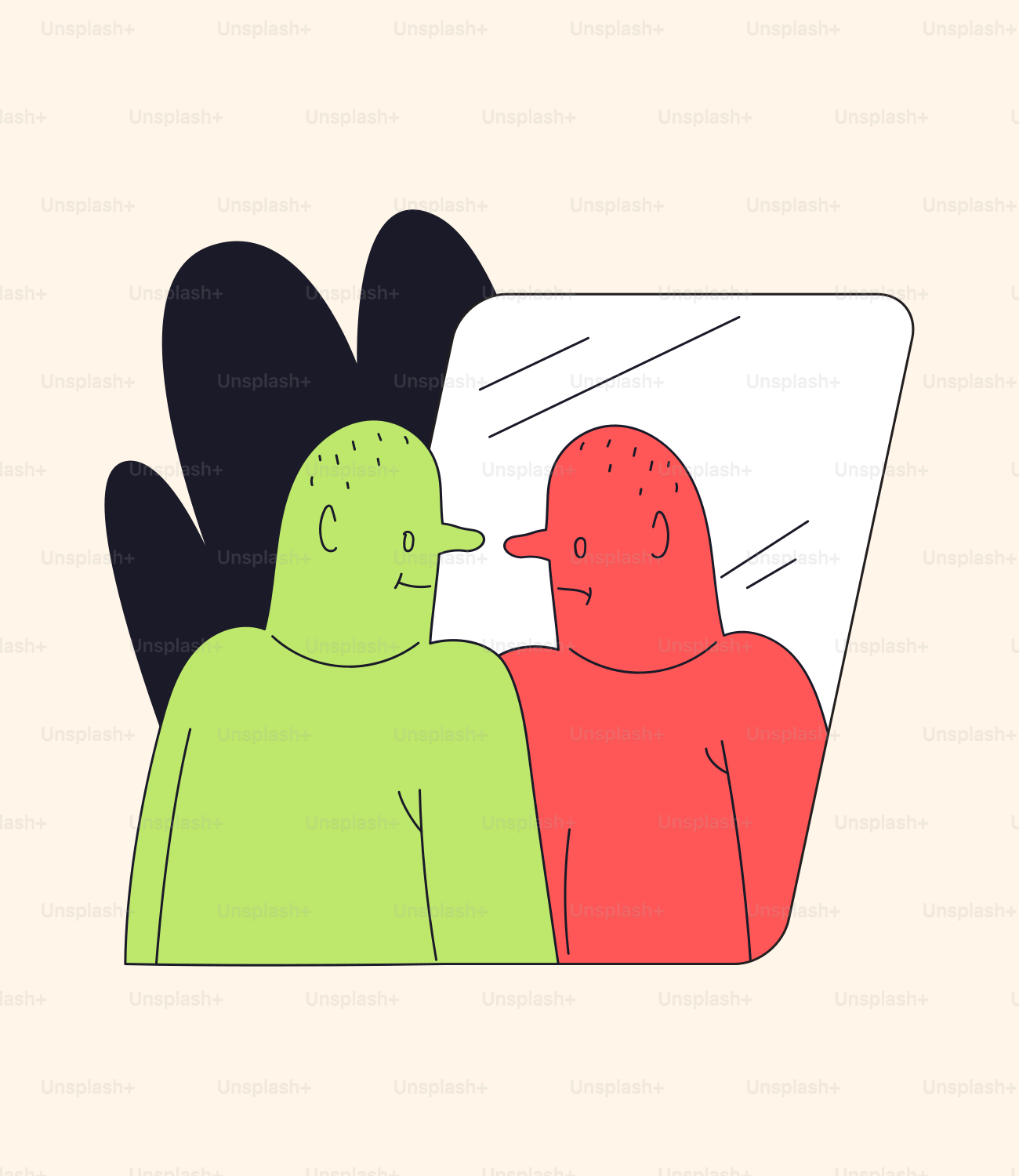 A couple of people standing in front of a mirror