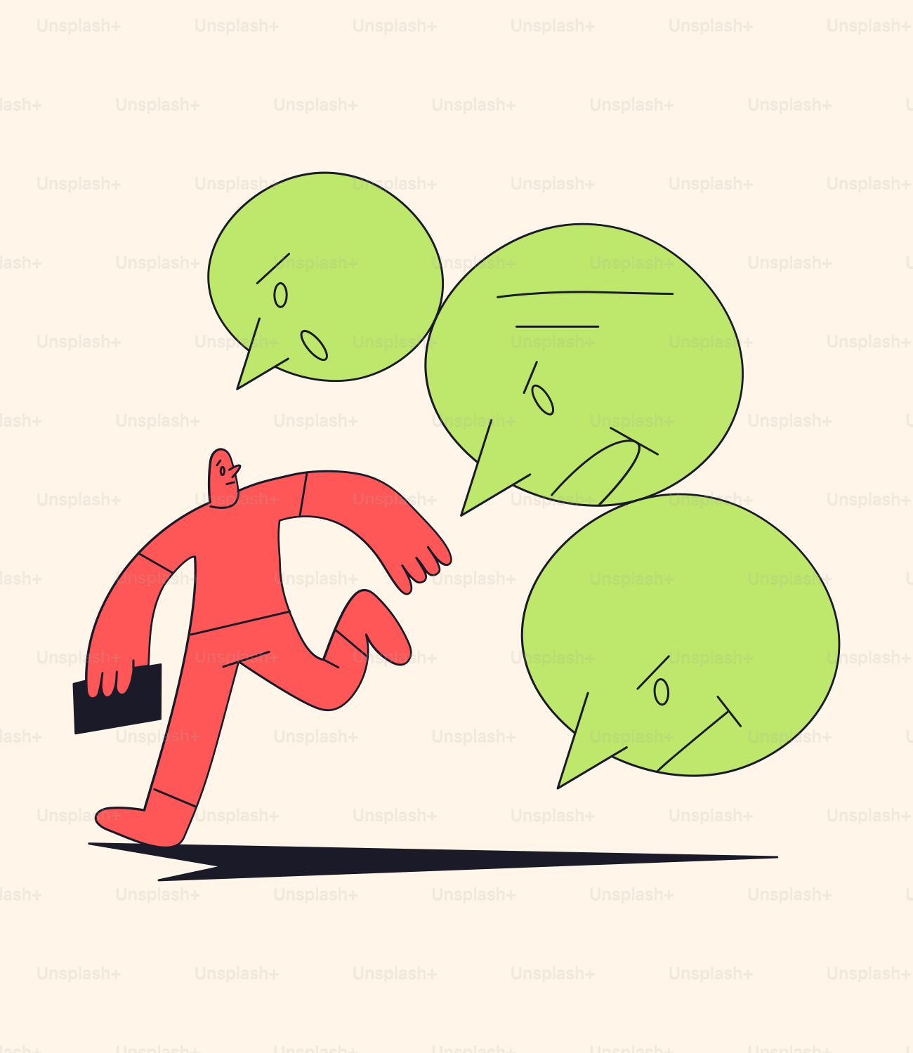 Un uomo sta scappando da un gruppo di palle del dialogo