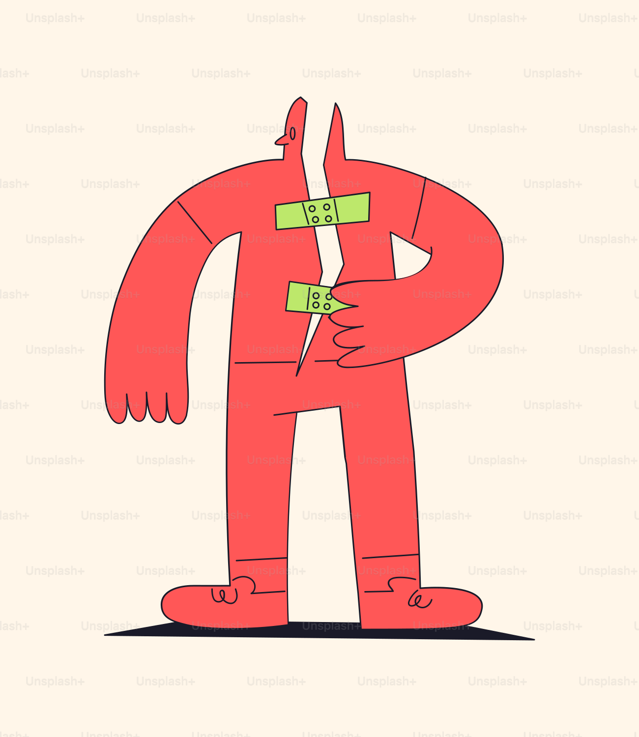 A drawing of a person with a piece of paper in his mouth