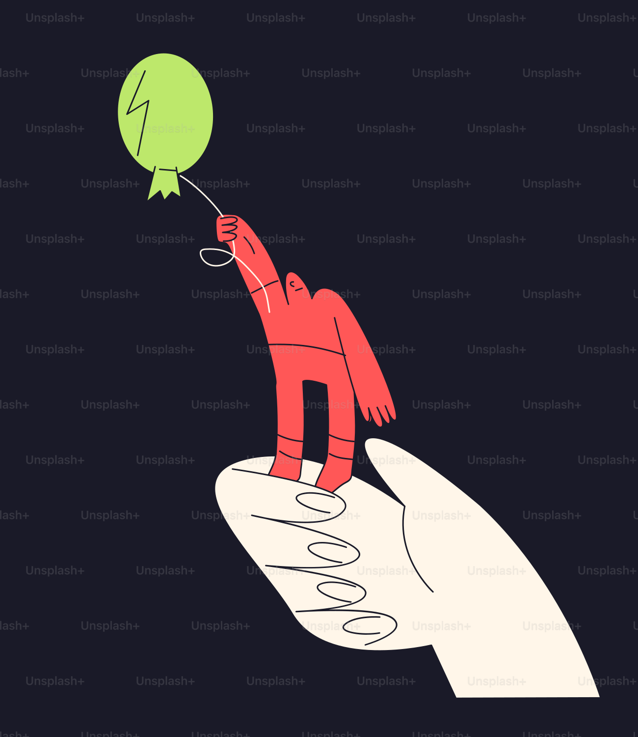Une main tenant un ballon vert en l’air
