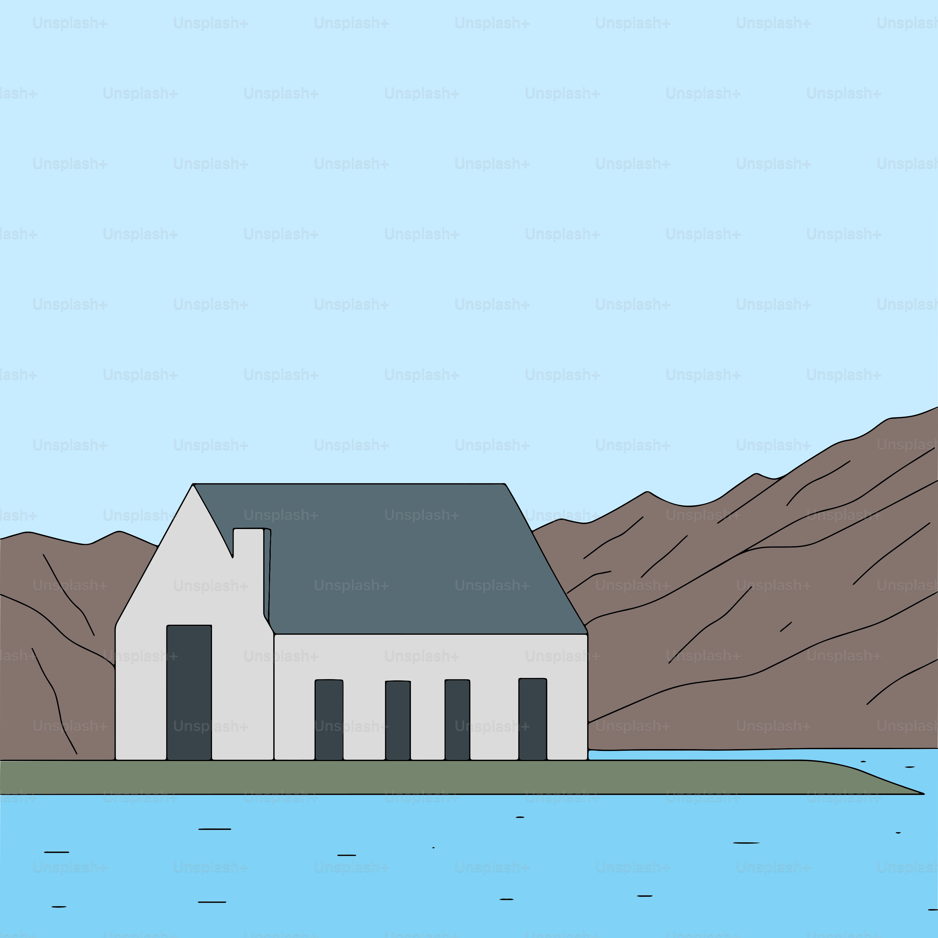 A house sitting on a small island in the middle of a lake