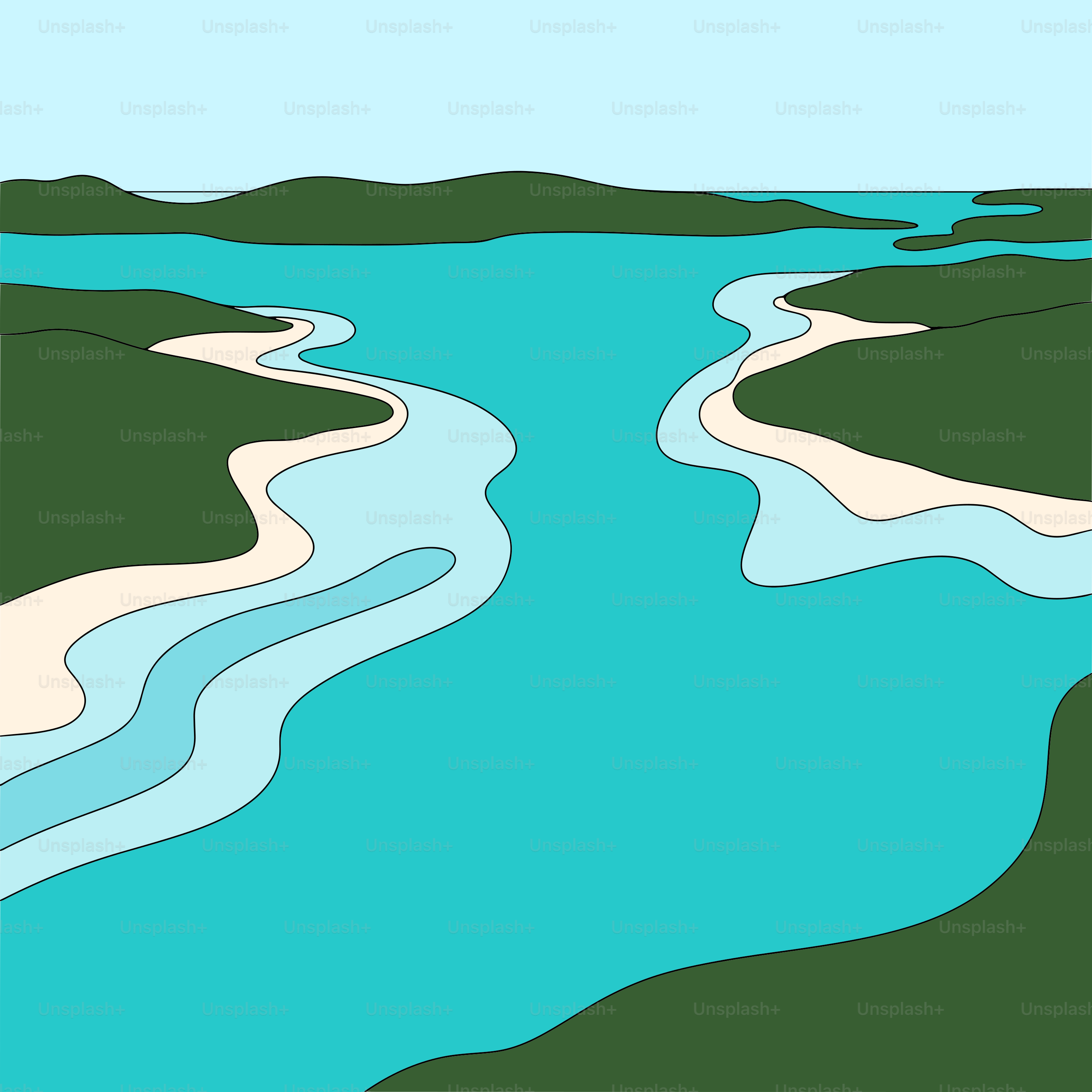 A river flowing through a lush green forest