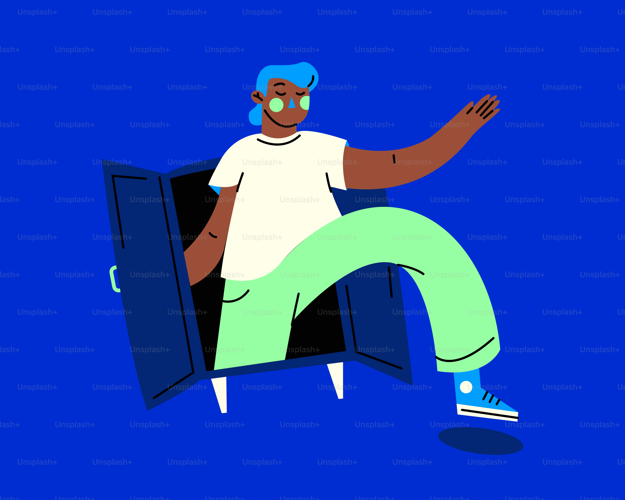 A man sitting in a chair with his legs crossed