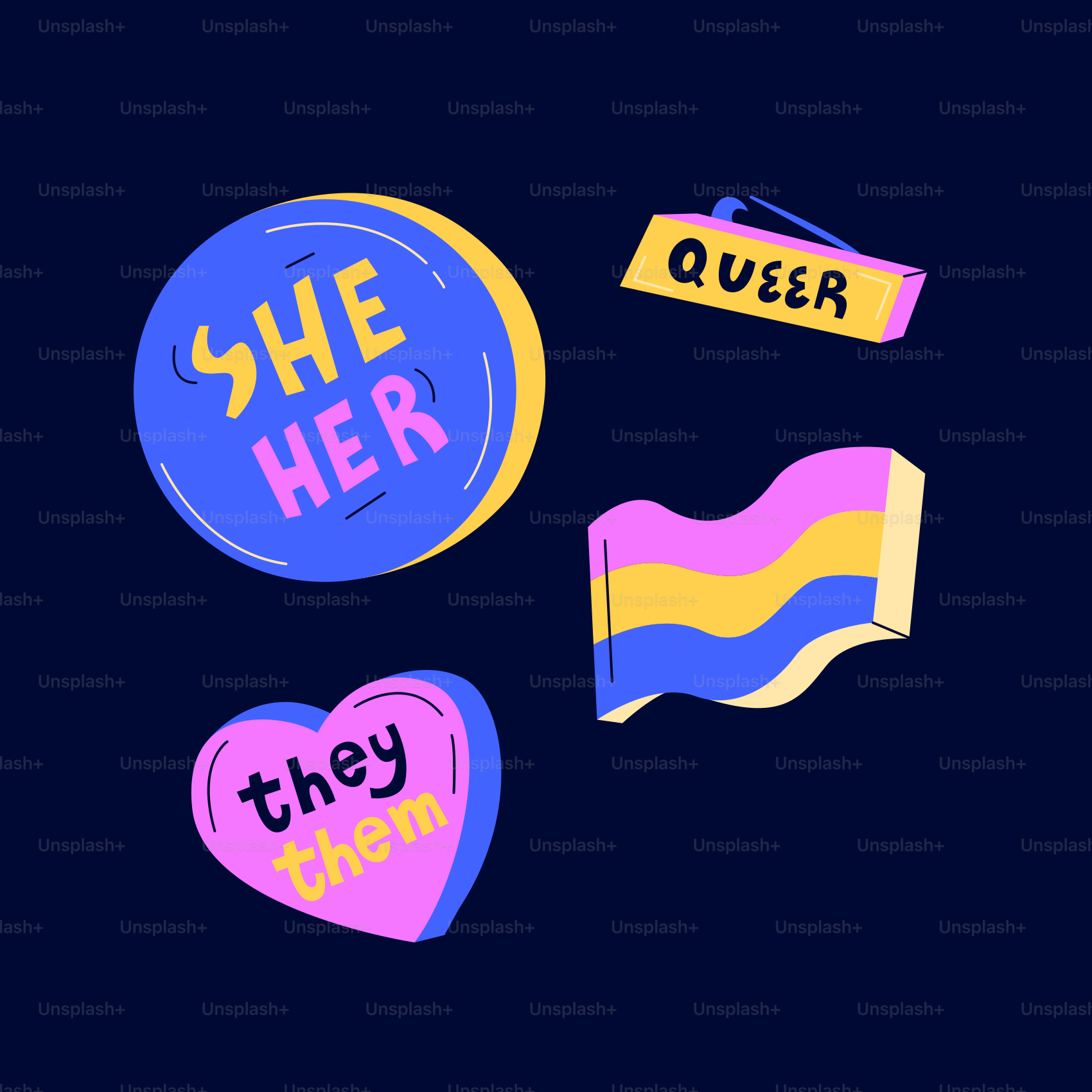 Ein paar Aufkleber, die an einer Wand hängen