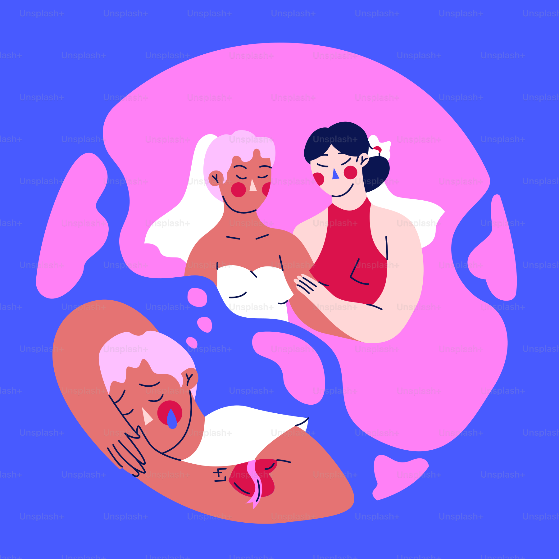 A couple of people that are laying down