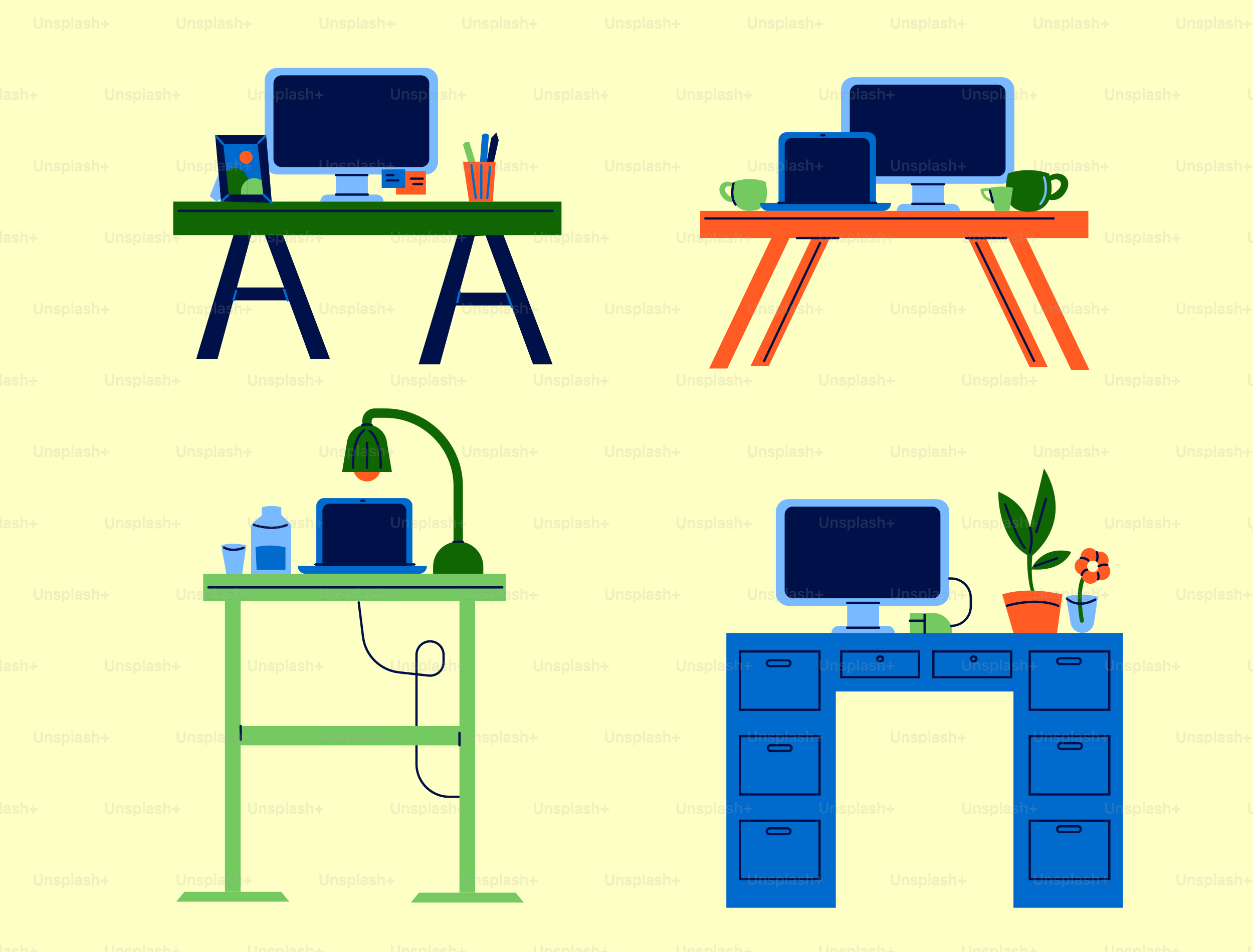 A computer desk with a computer on top of it