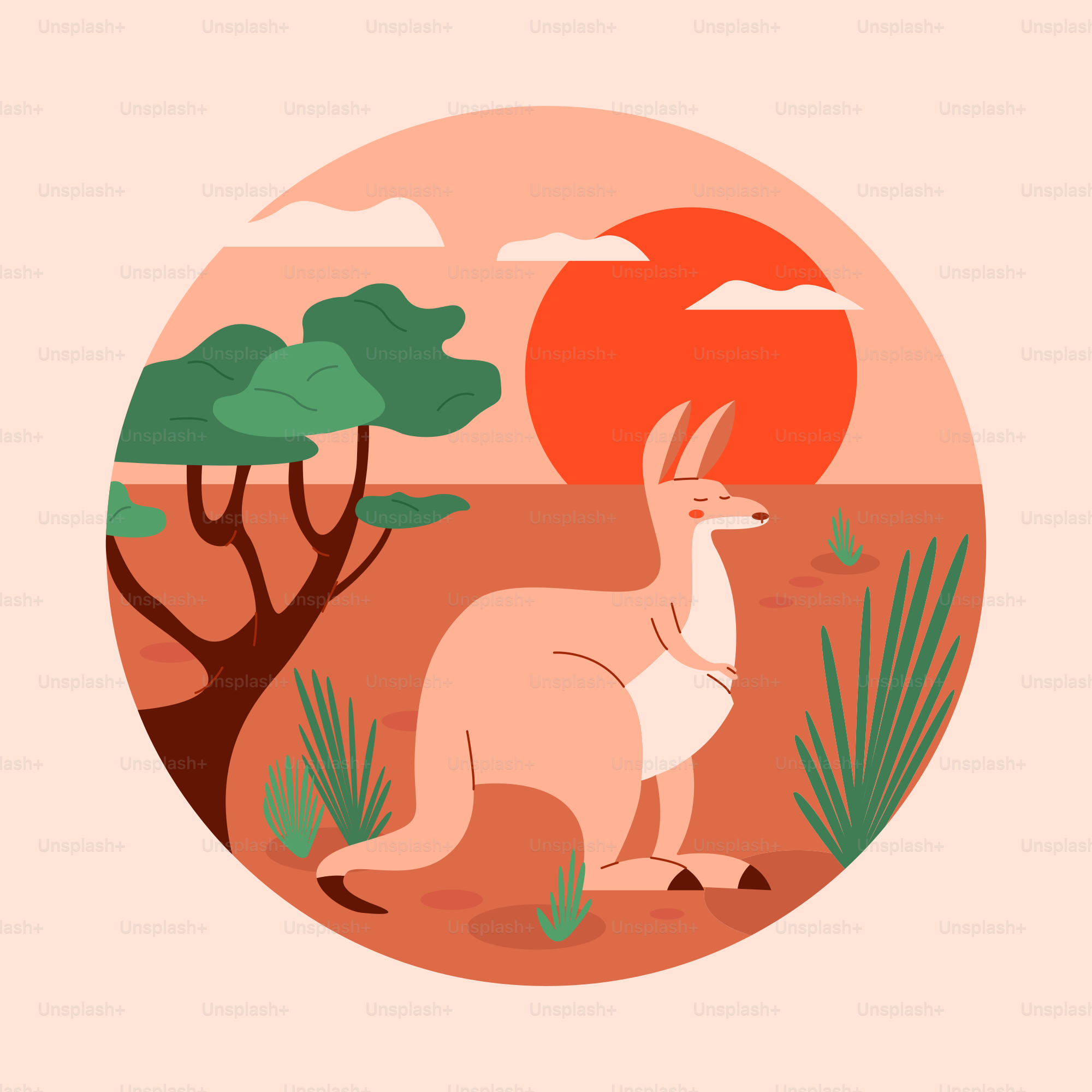 A picture of a kangaroo in a circle