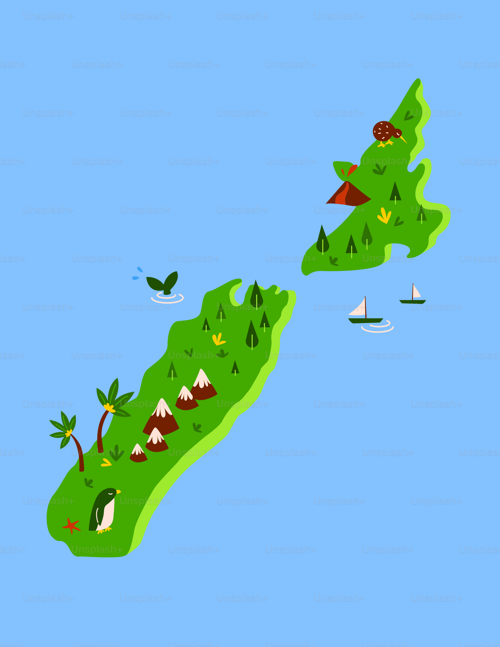 A computer generated map of a tropical island