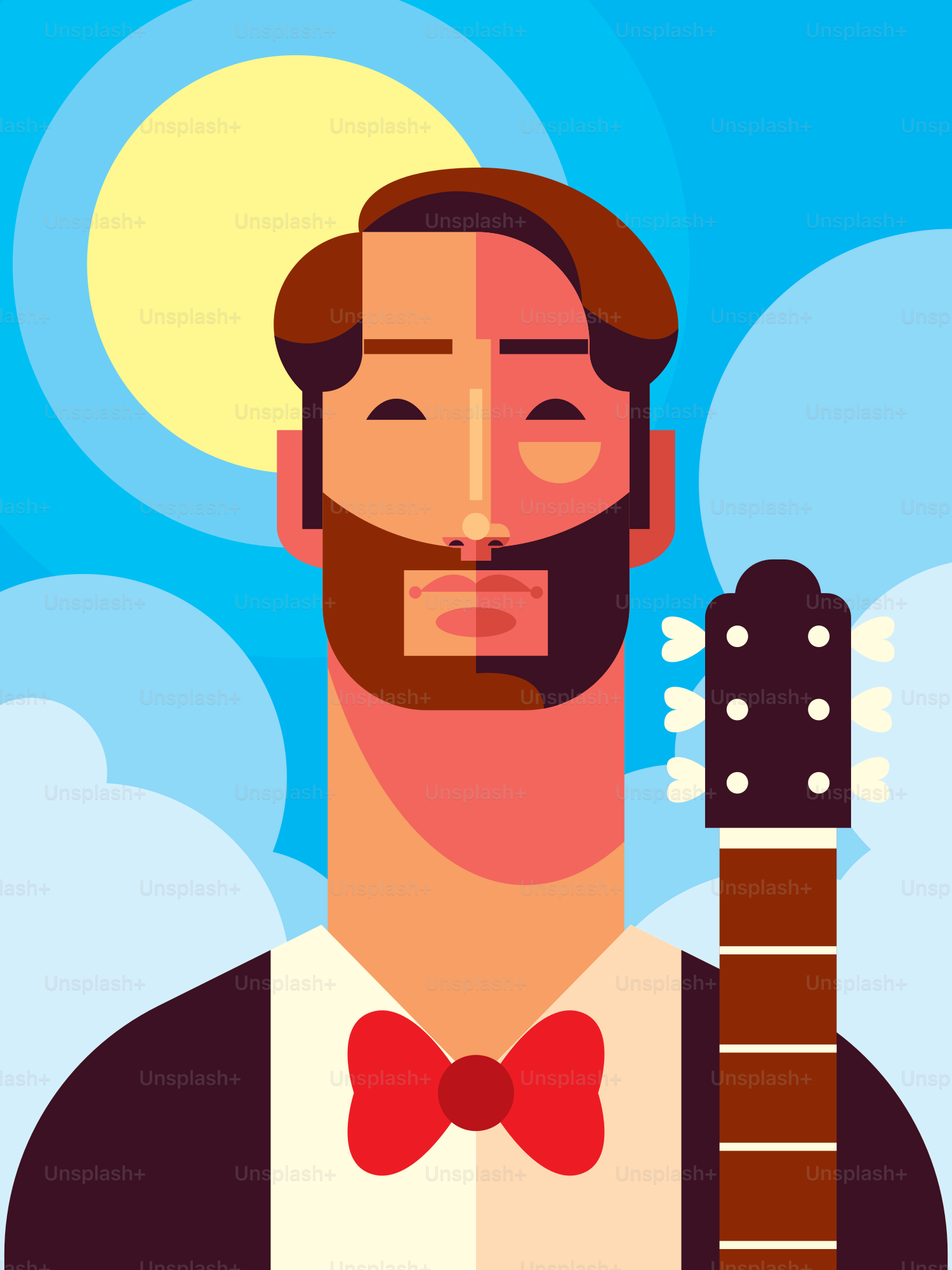 Un hombre con barba sosteniendo una guitarra