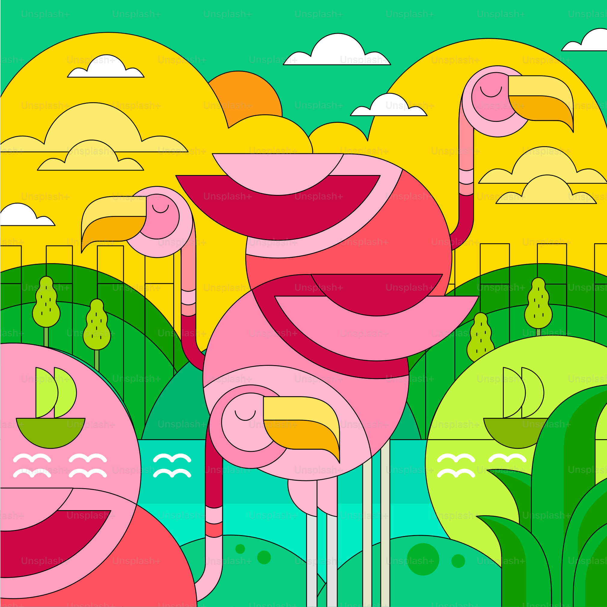 Una pareja de flamencos rosas parados uno al lado del otro