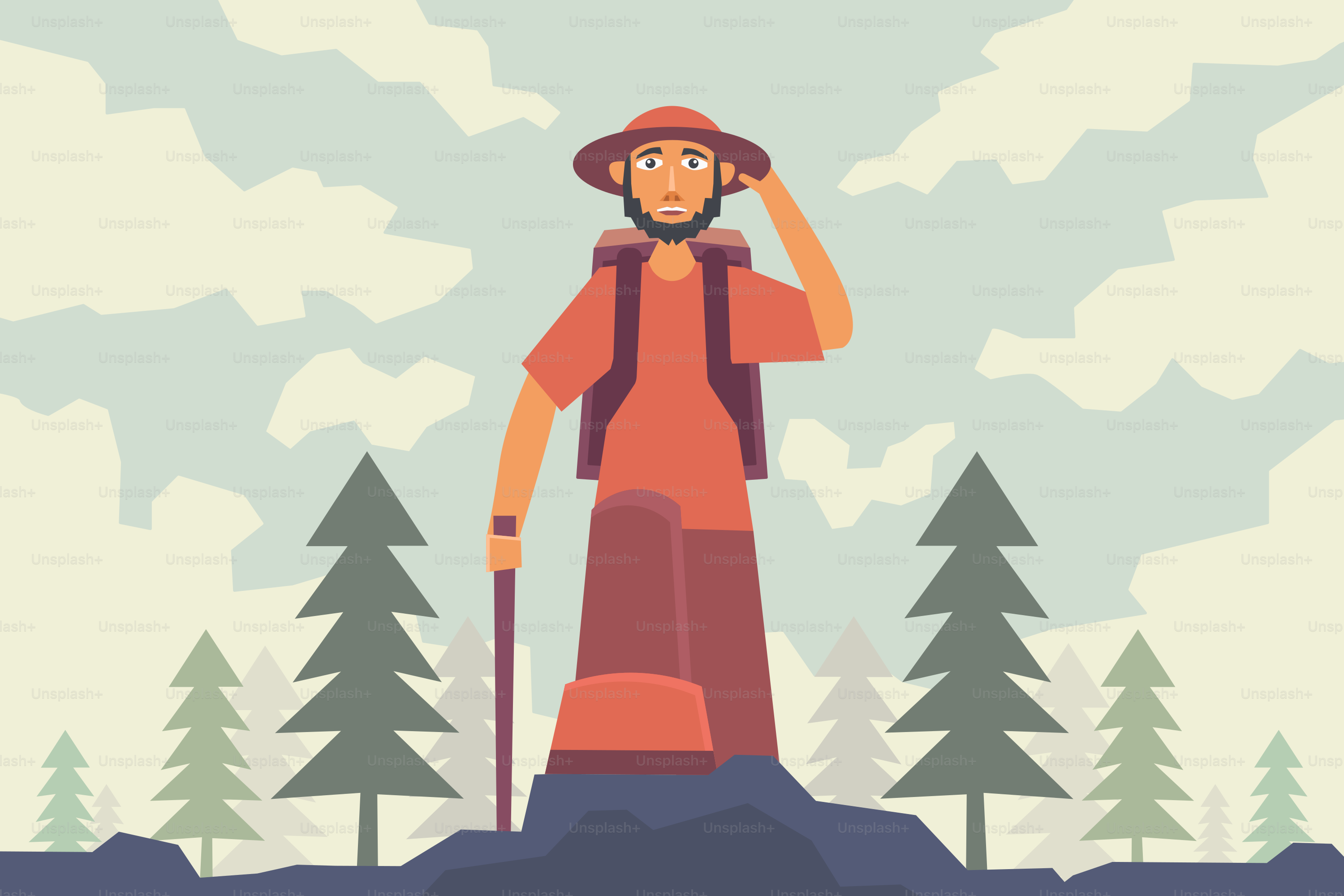 A man standing on top of a hill with a backpack