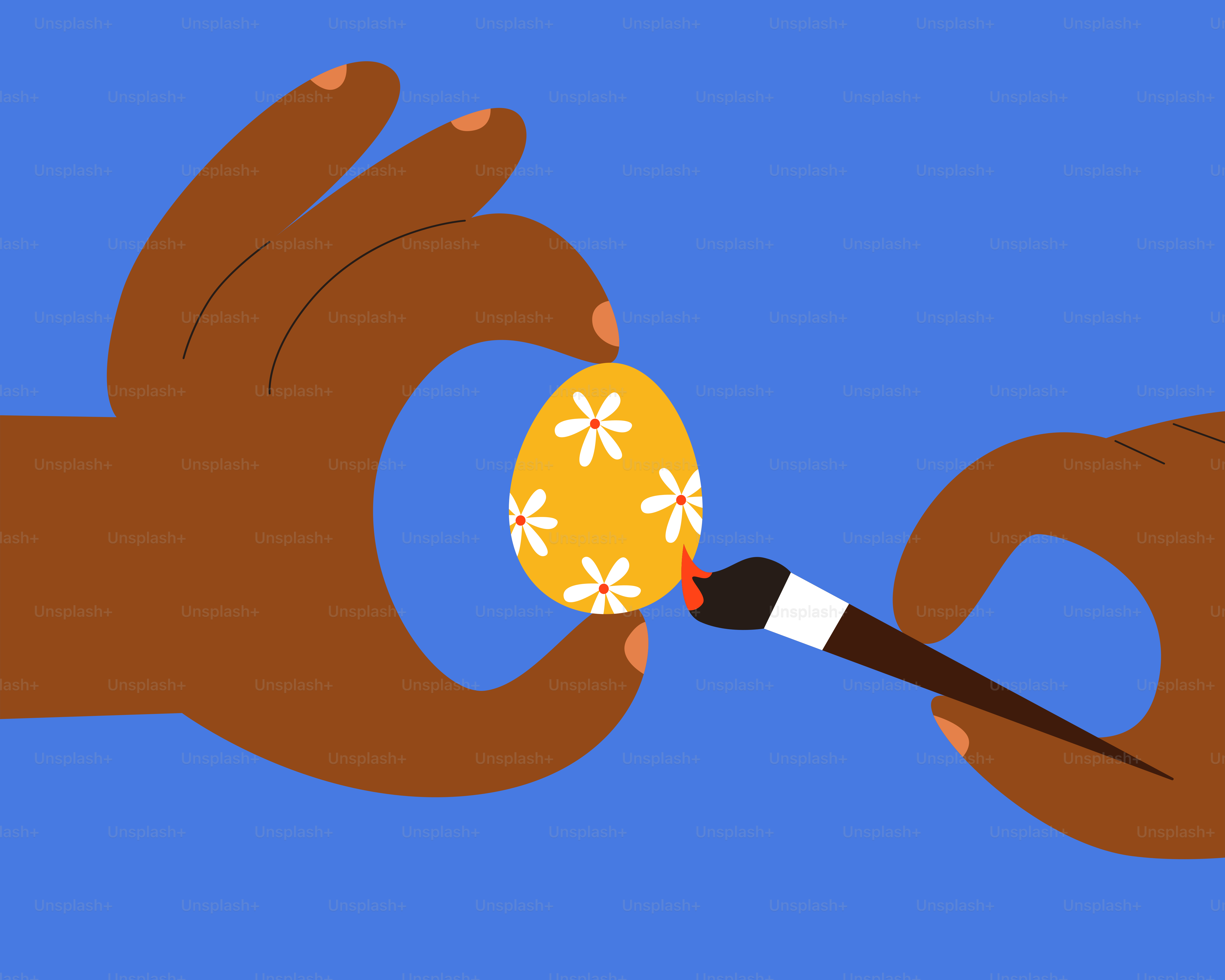 A hand holding an egg with a brush in it