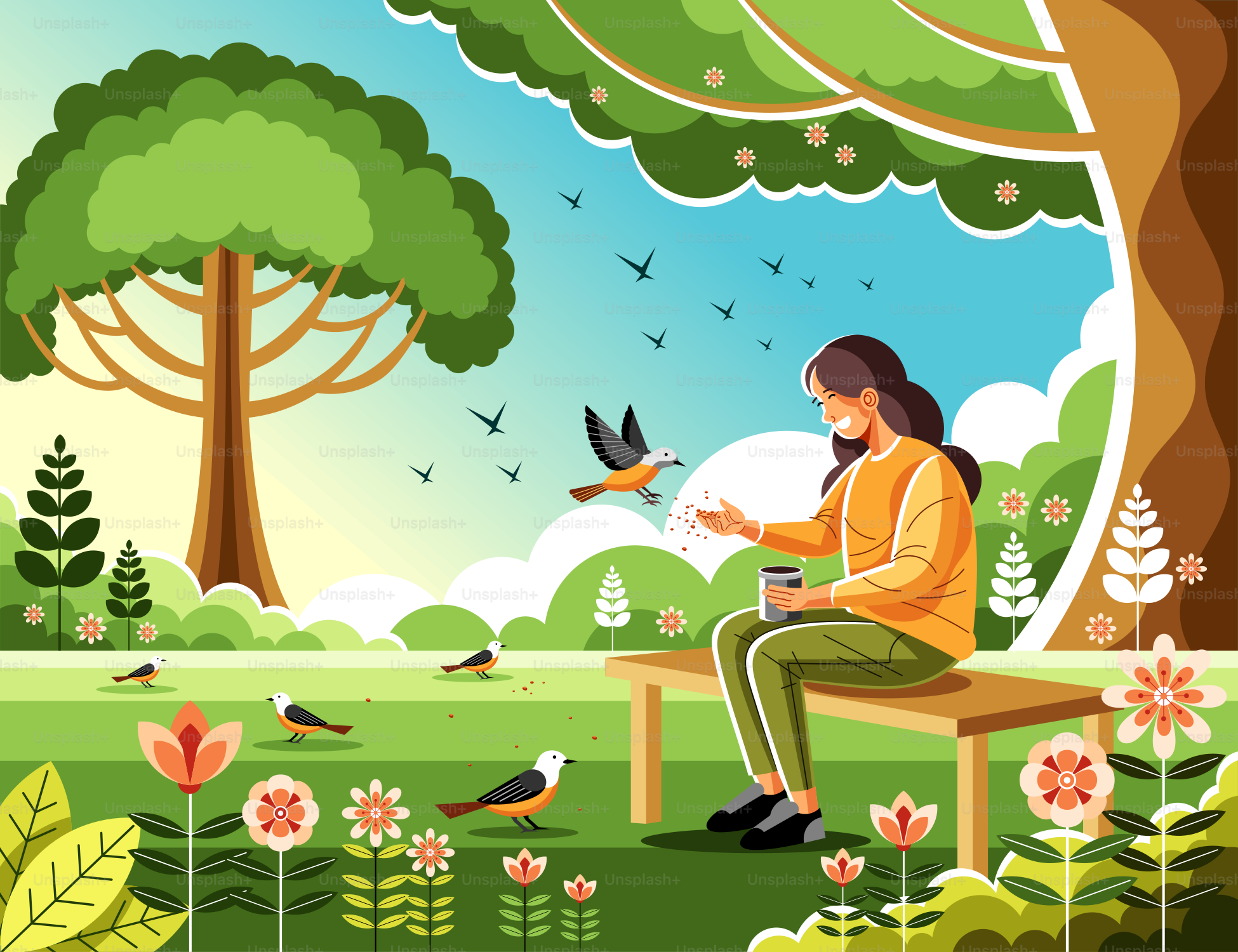 A person sitting on a bench in a park