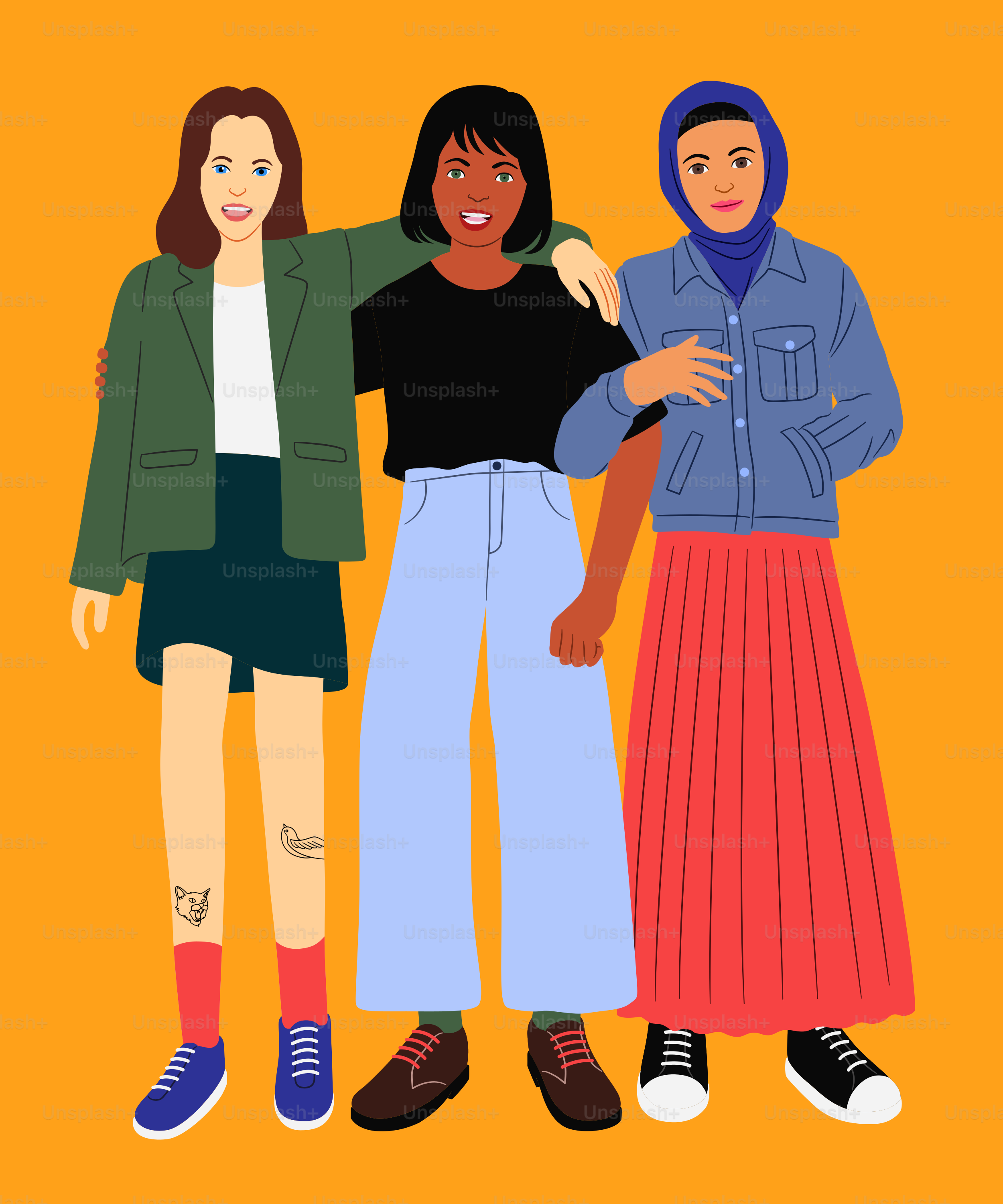 A group of three women standing next to each other