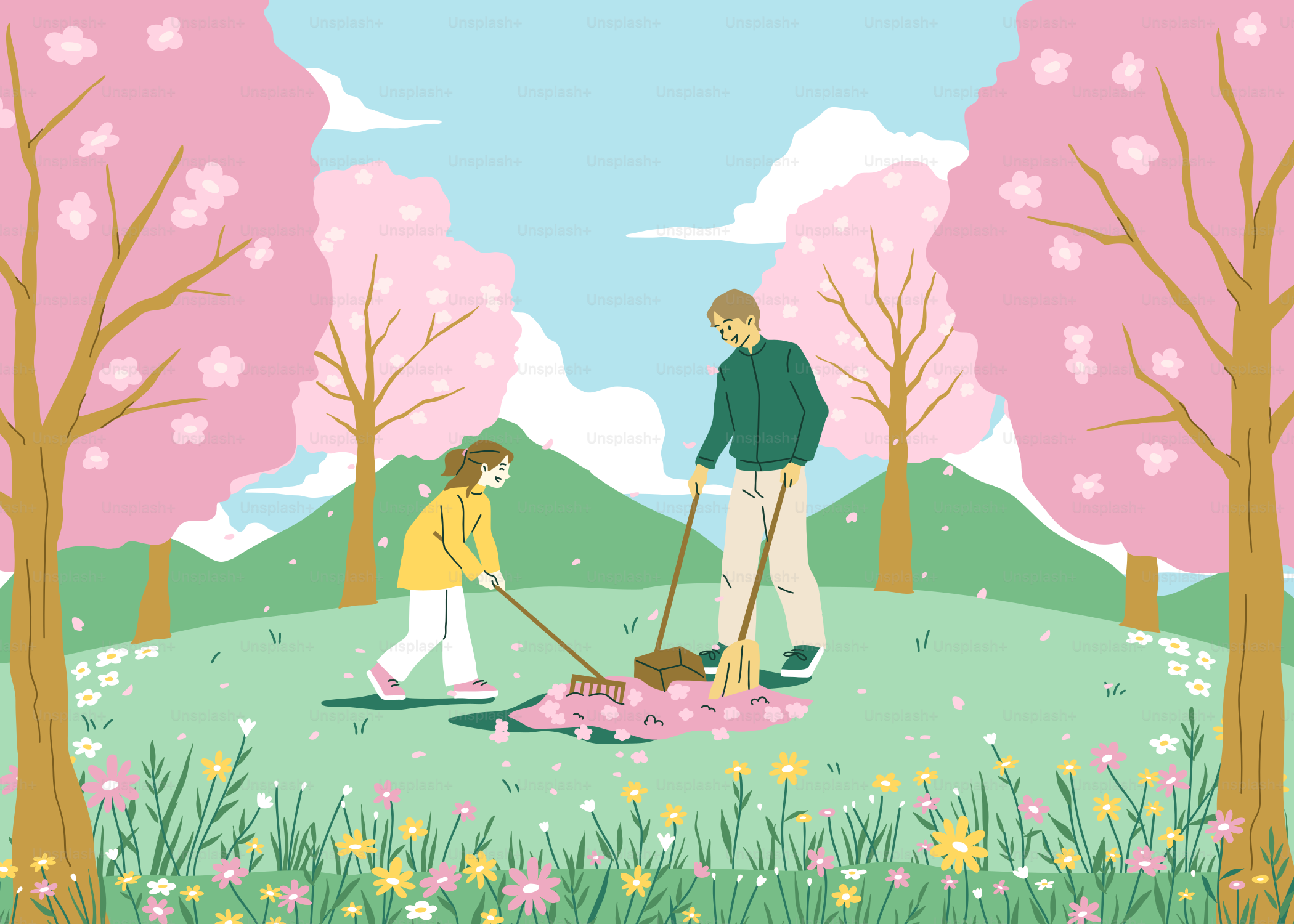 公園で犬を連れた男女