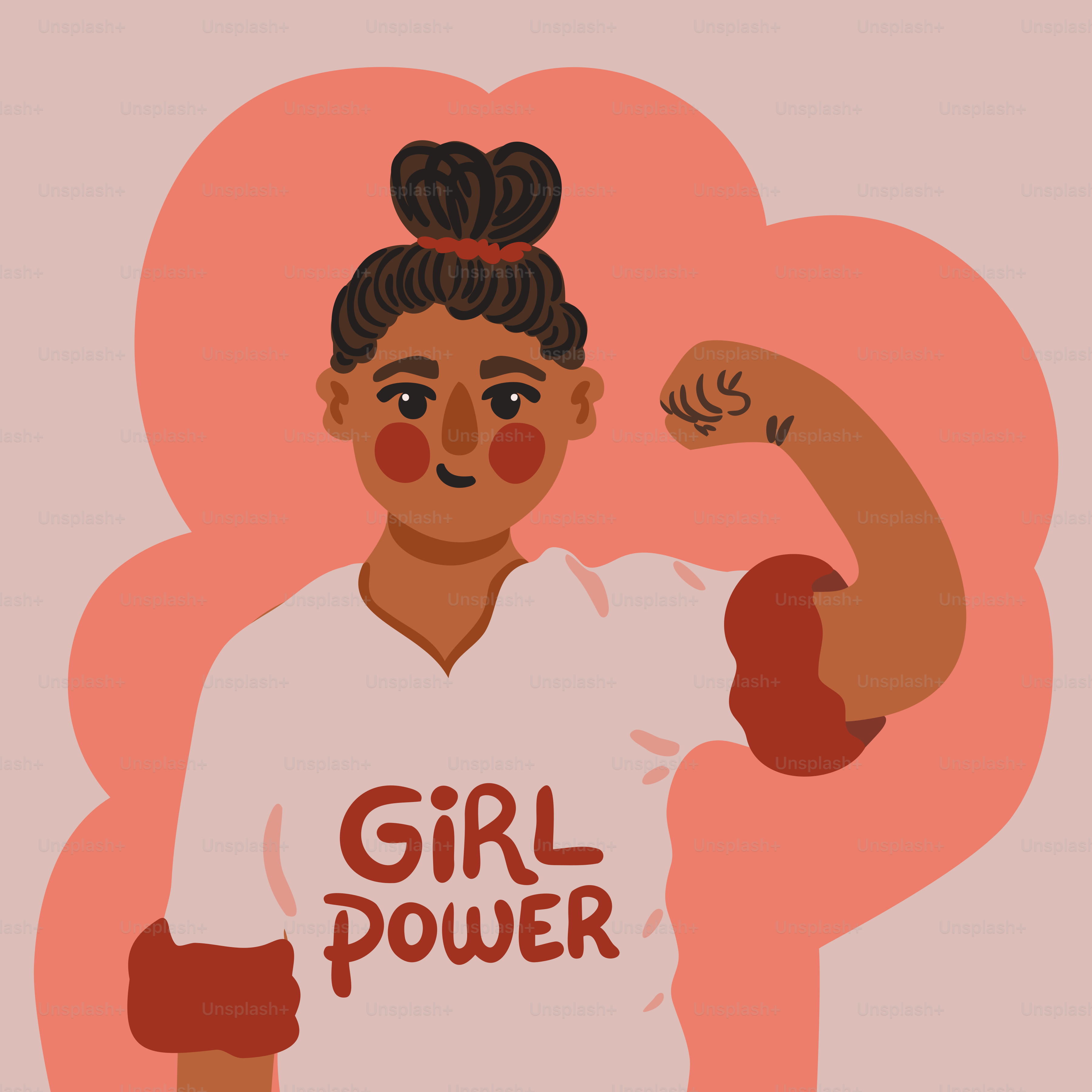 Una donna con la coda di cavallo e una maglietta che dice girl power