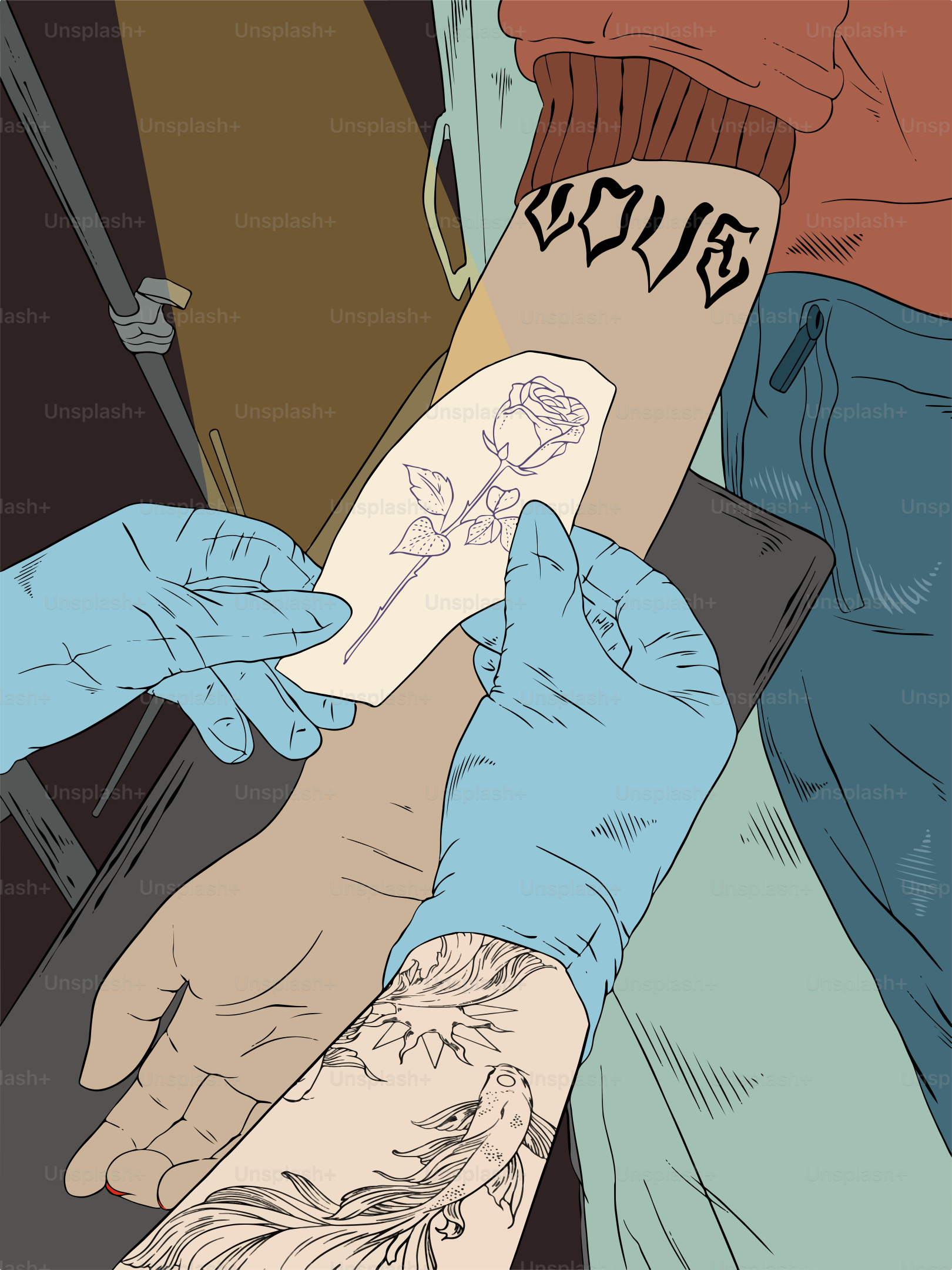 Ein paar Leute mit Tätowierungen auf den Armen