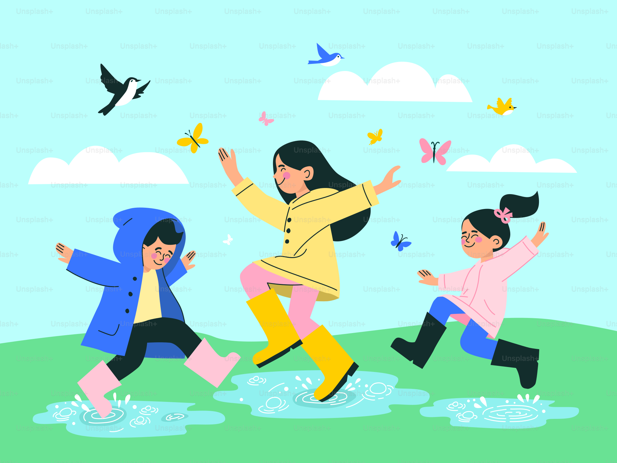 A group of people jumping in the air