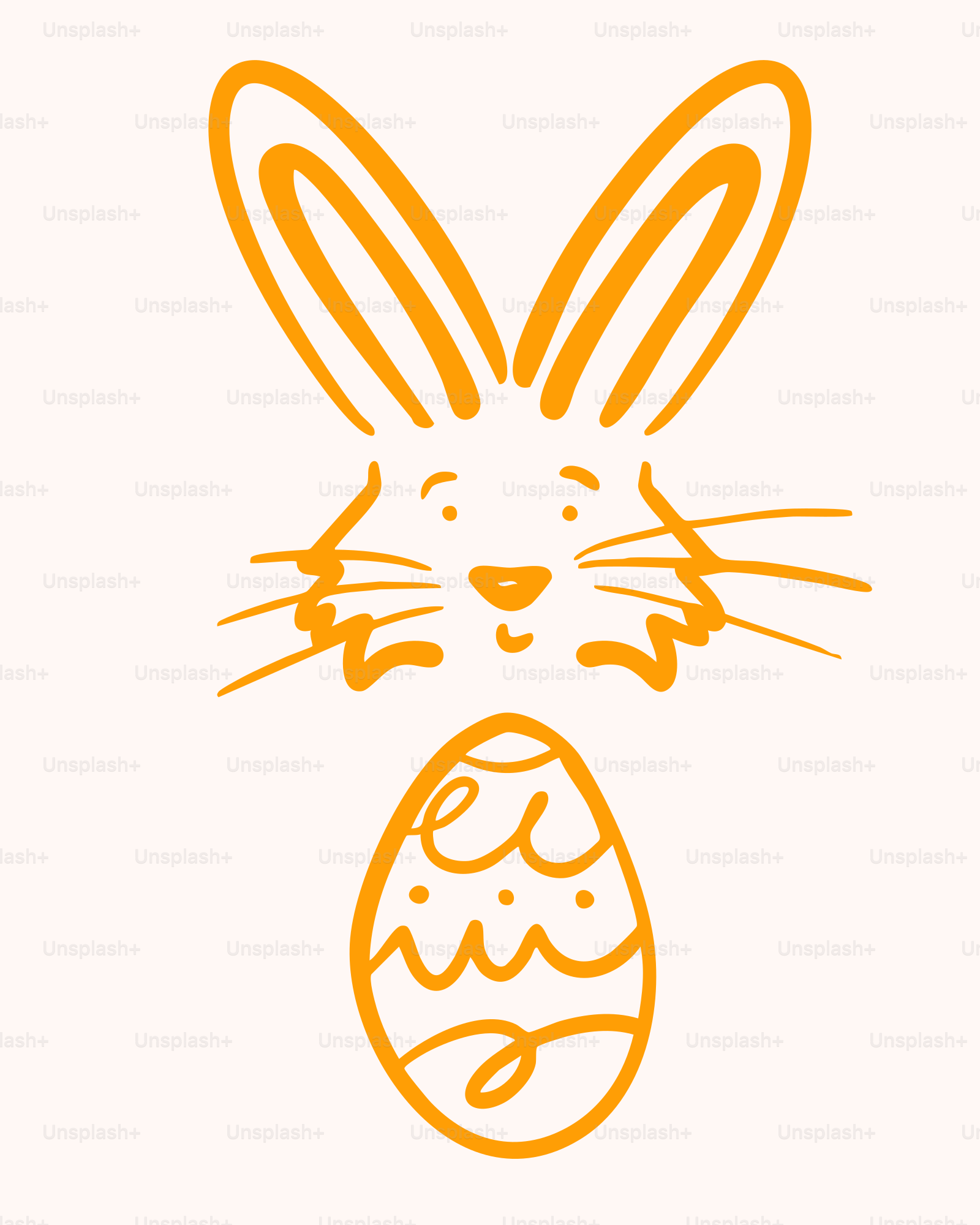 Um desenho de um coelhinho da Páscoa com um ovo