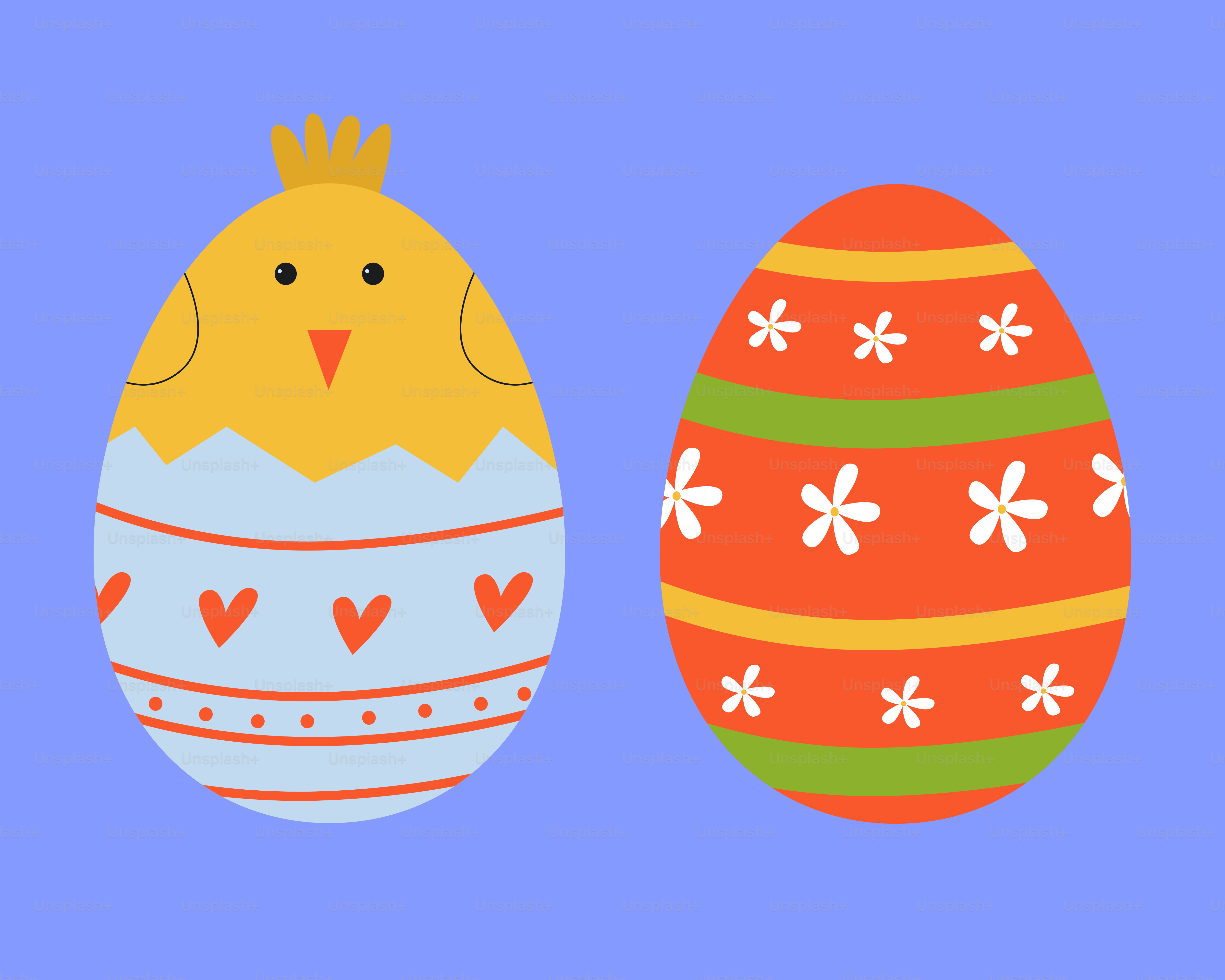 Un fondo azul con dos huevos y una gallina