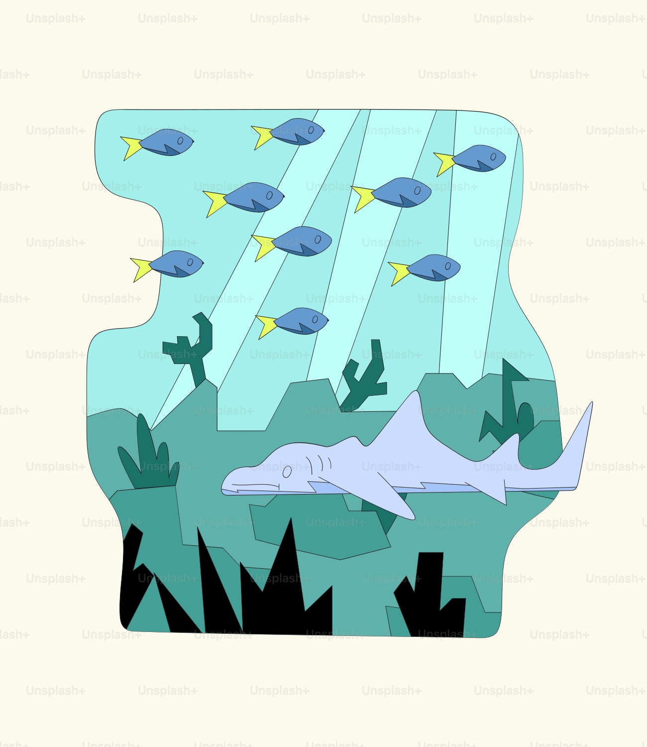 A picture of a shark swimming in the water