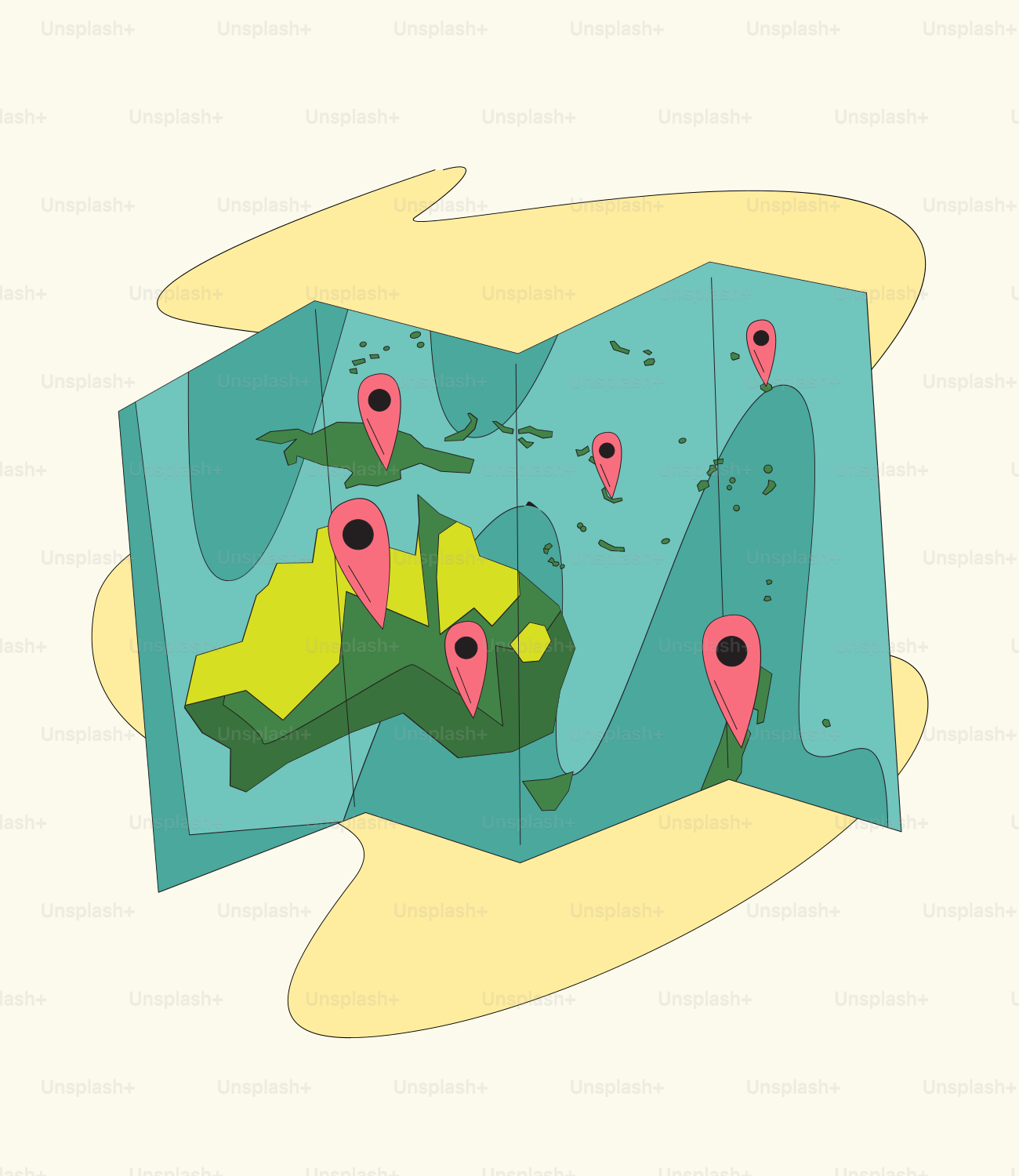 A hand holding a piece of paper with a map on it