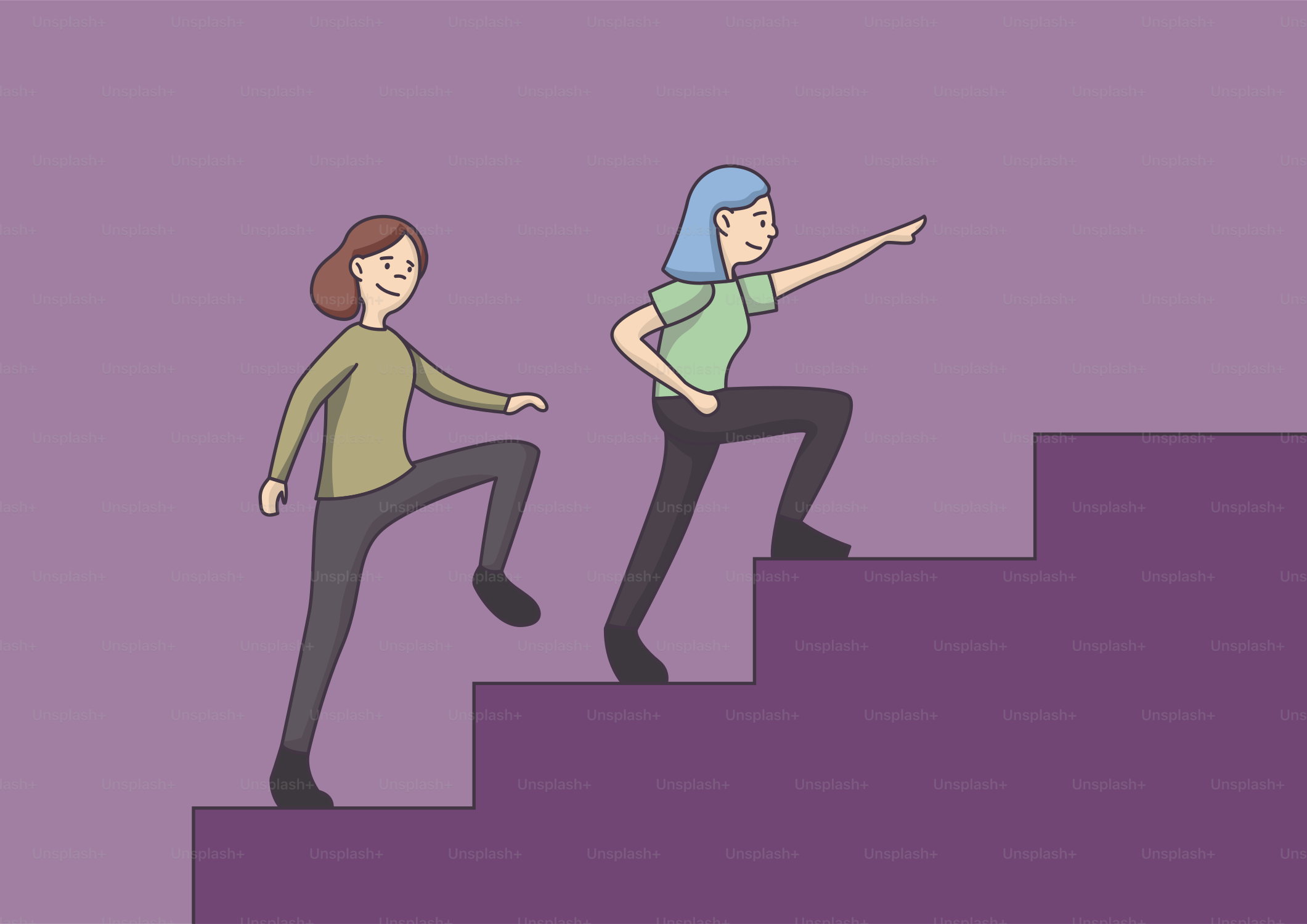 Ein Mann und eine Frau stehen oben auf einer Treppe