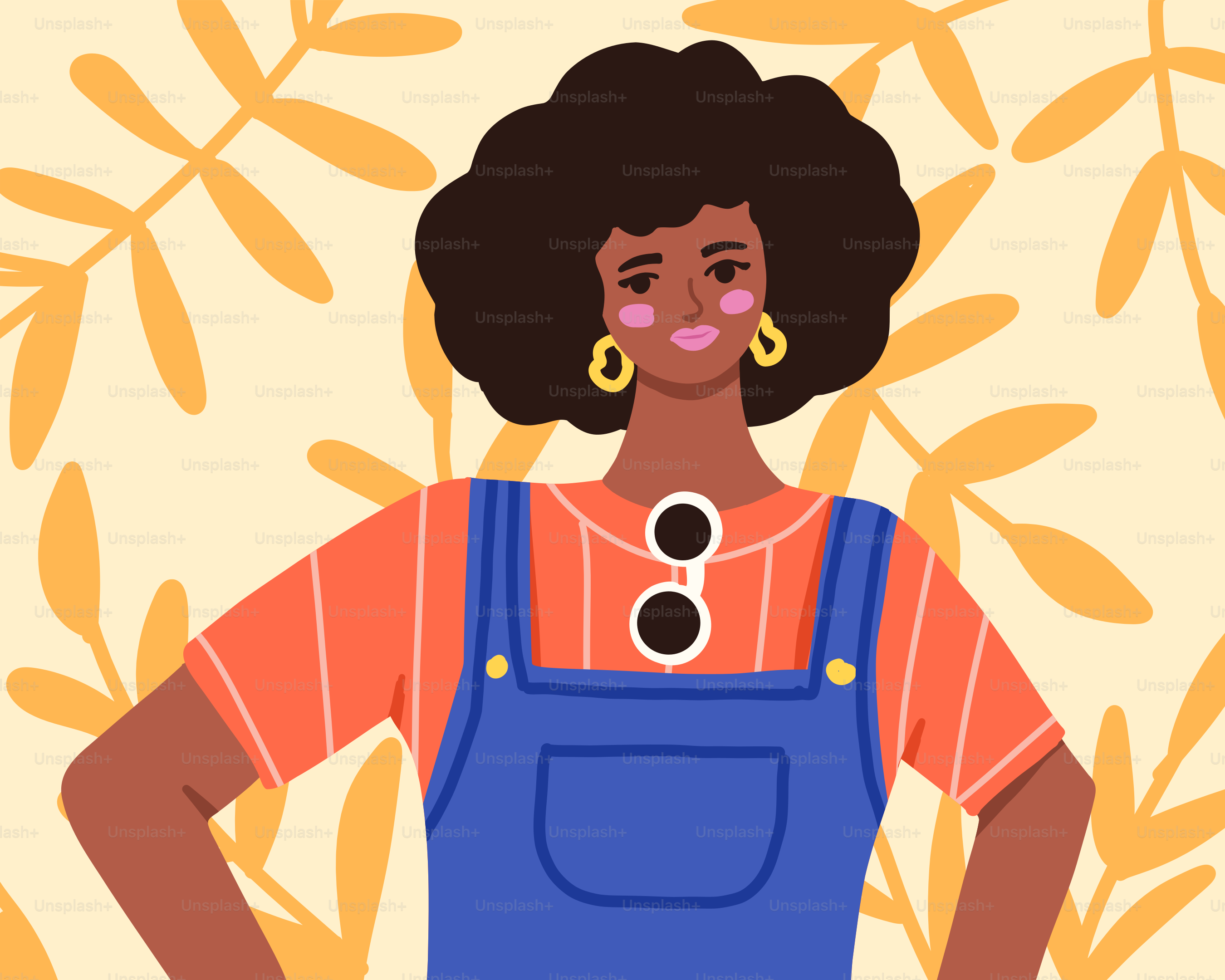 A woman in overalls standing with her hands on her hips