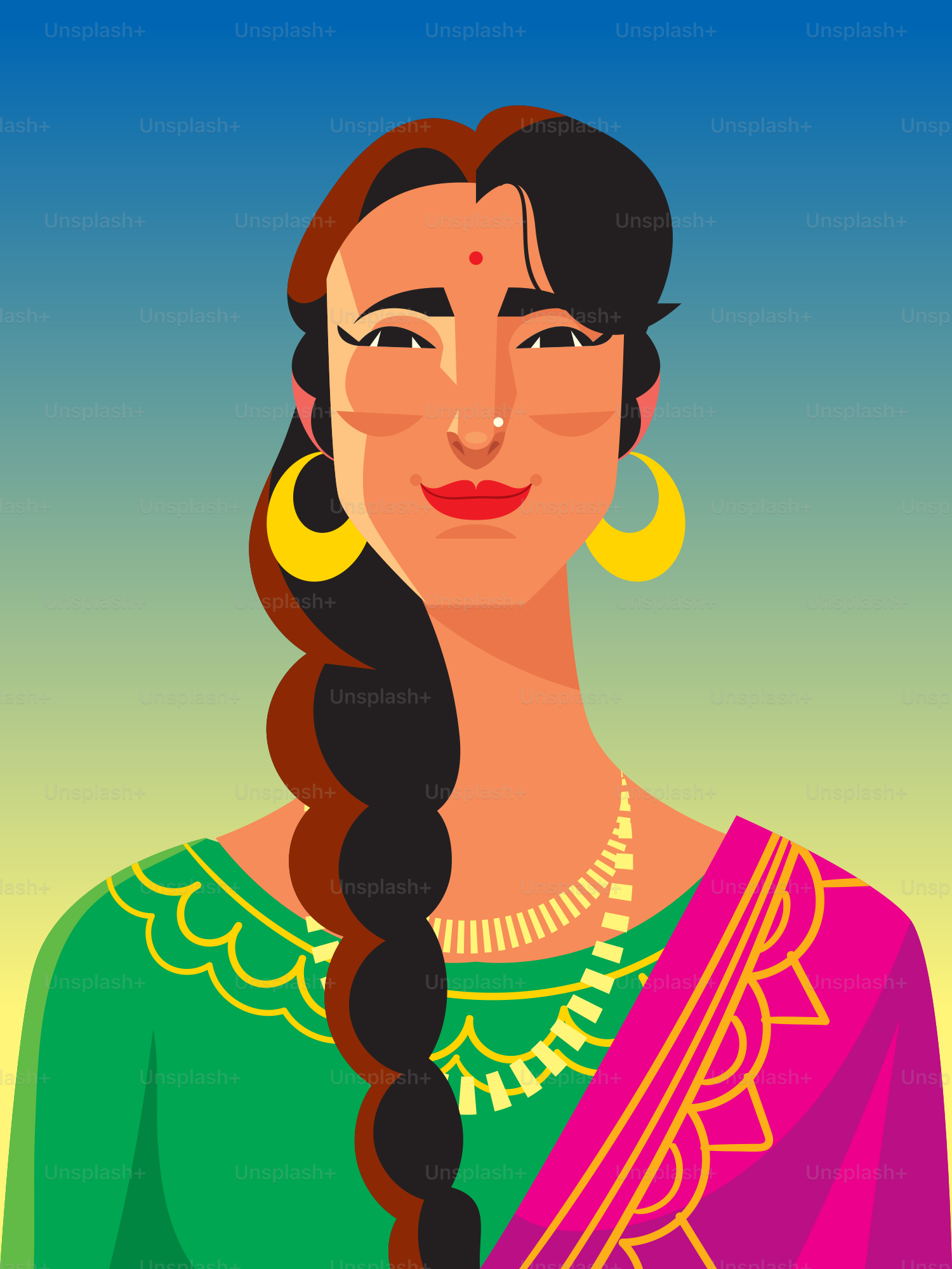 Woman in traditional attire smiling at the viewer.