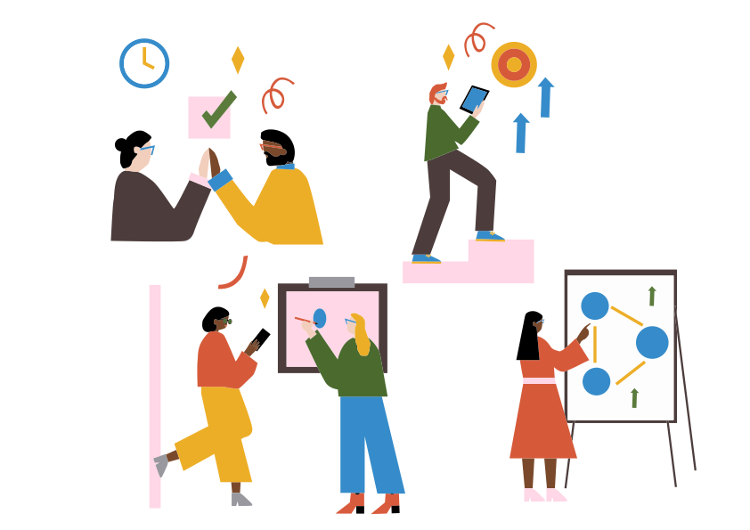 Teamwork and success are shown in this image.