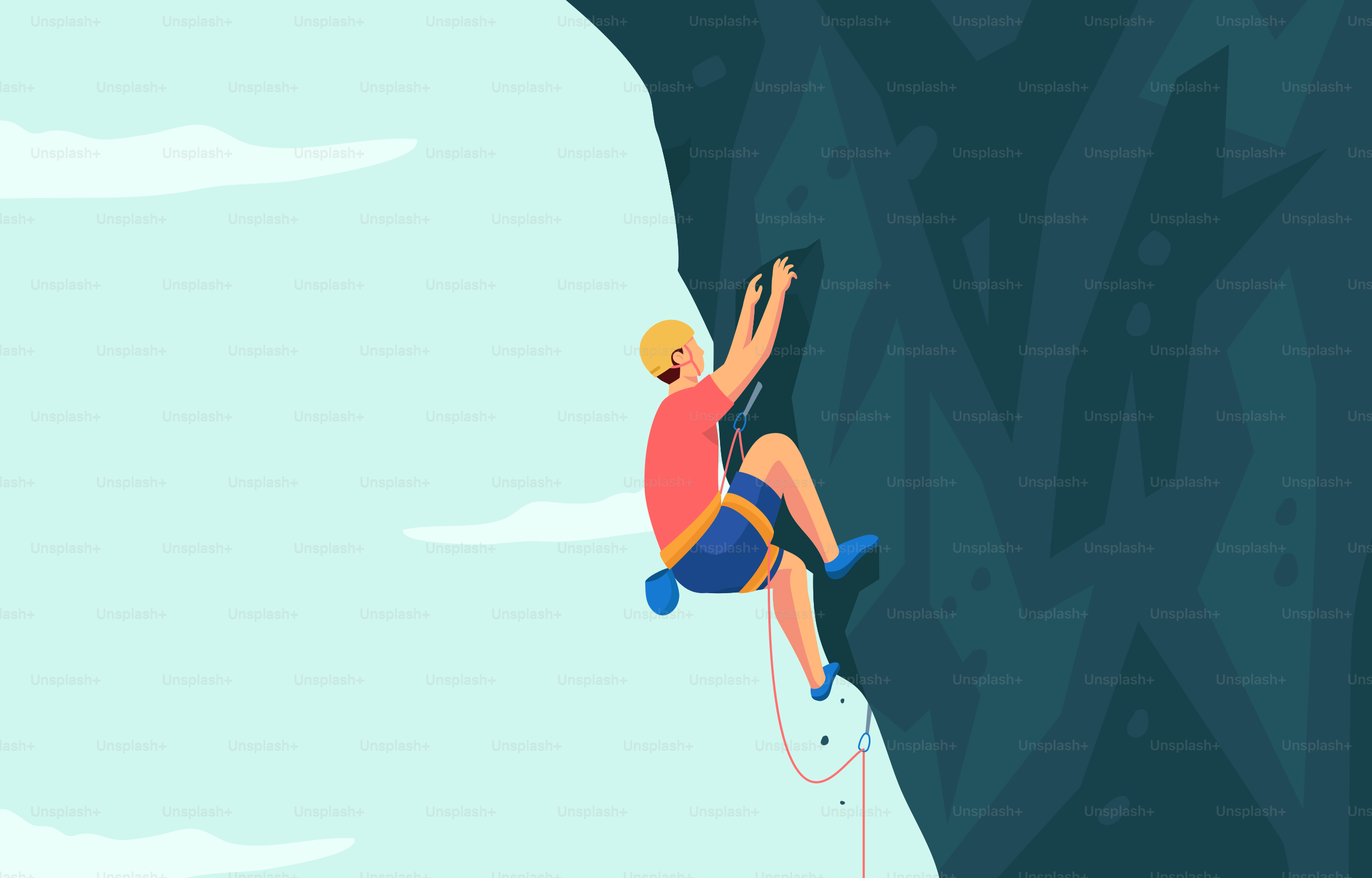 A person is rock climbing up a mountain.