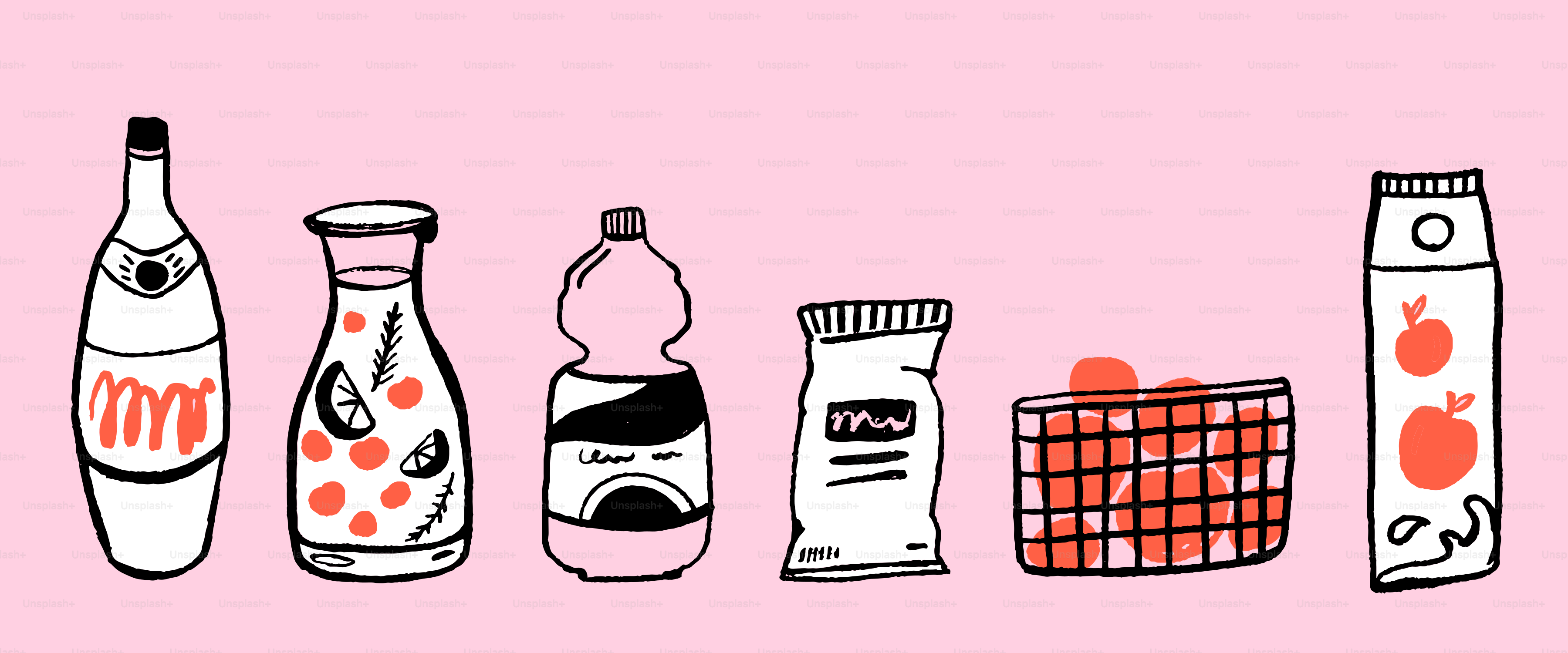 Verschiedene Getränke und etwas Obst und Snacks.