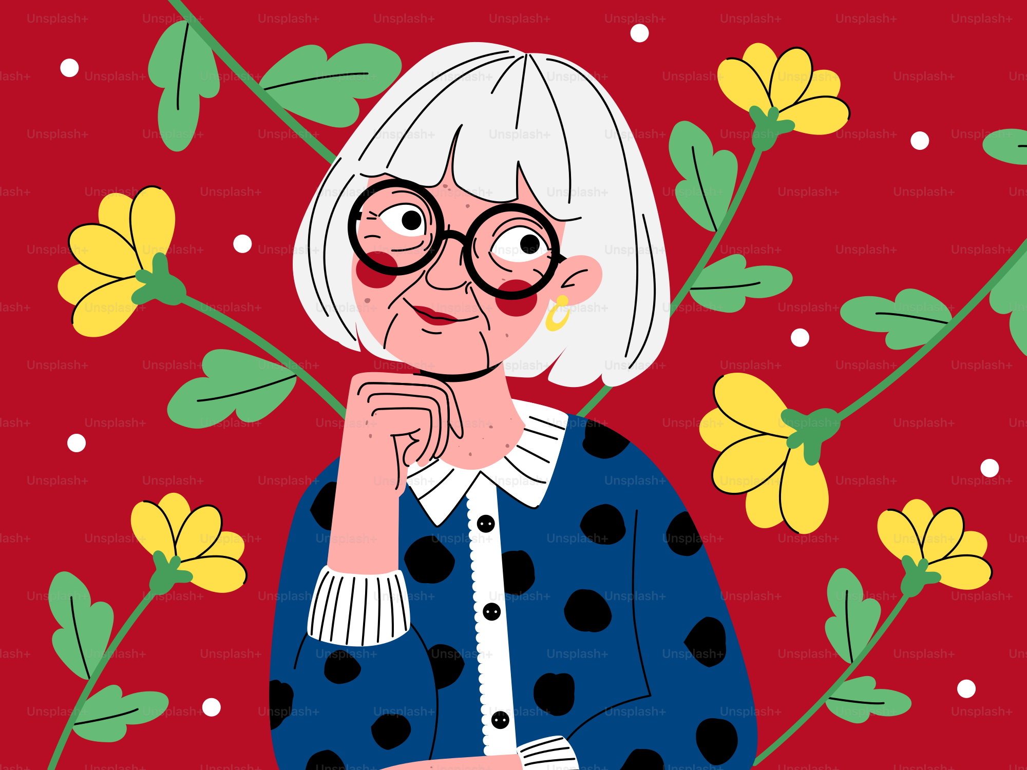 A thoughtful woman surrounded by flowers.