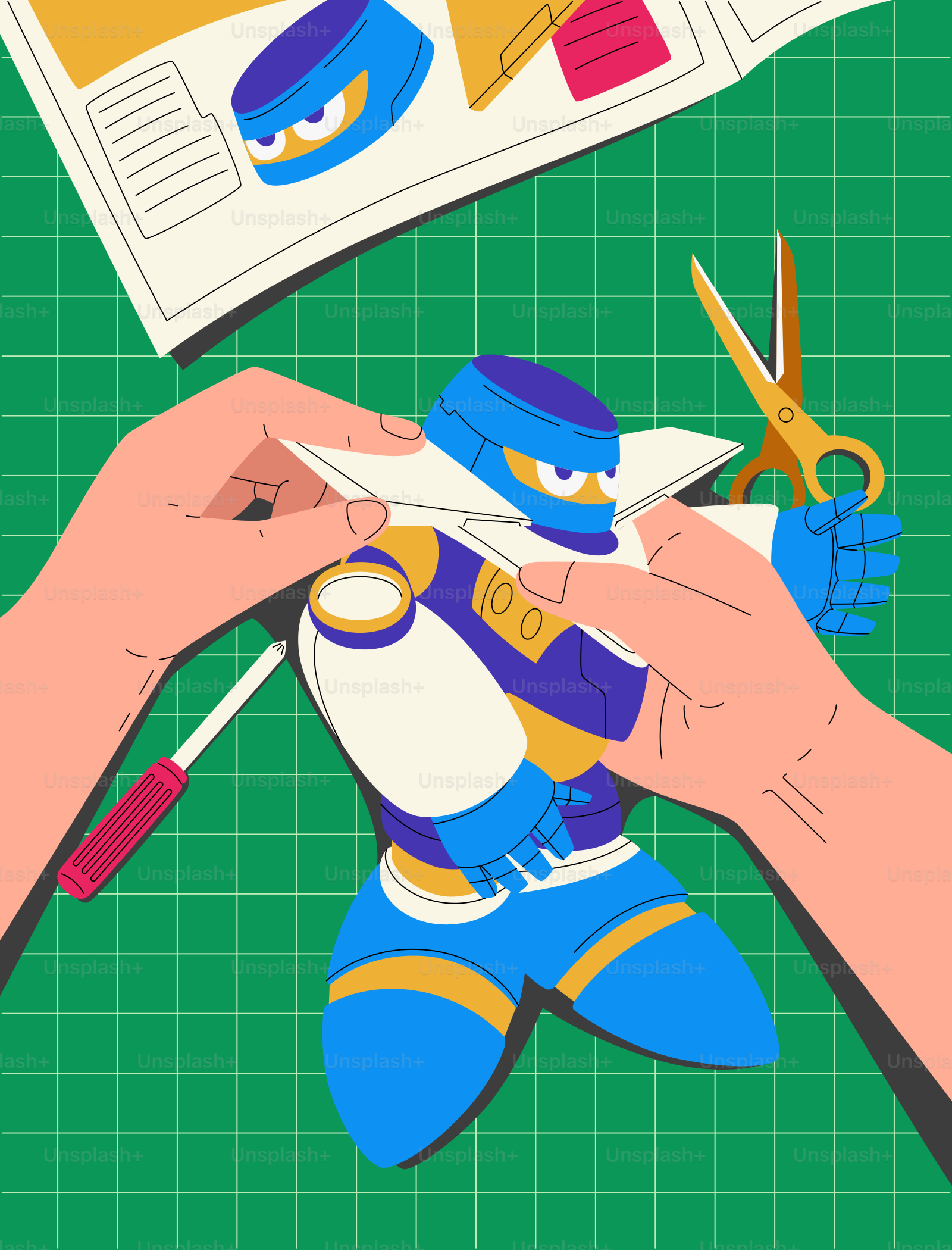 Qualcuno sta costruendo un robot partendo da un modello di carta.