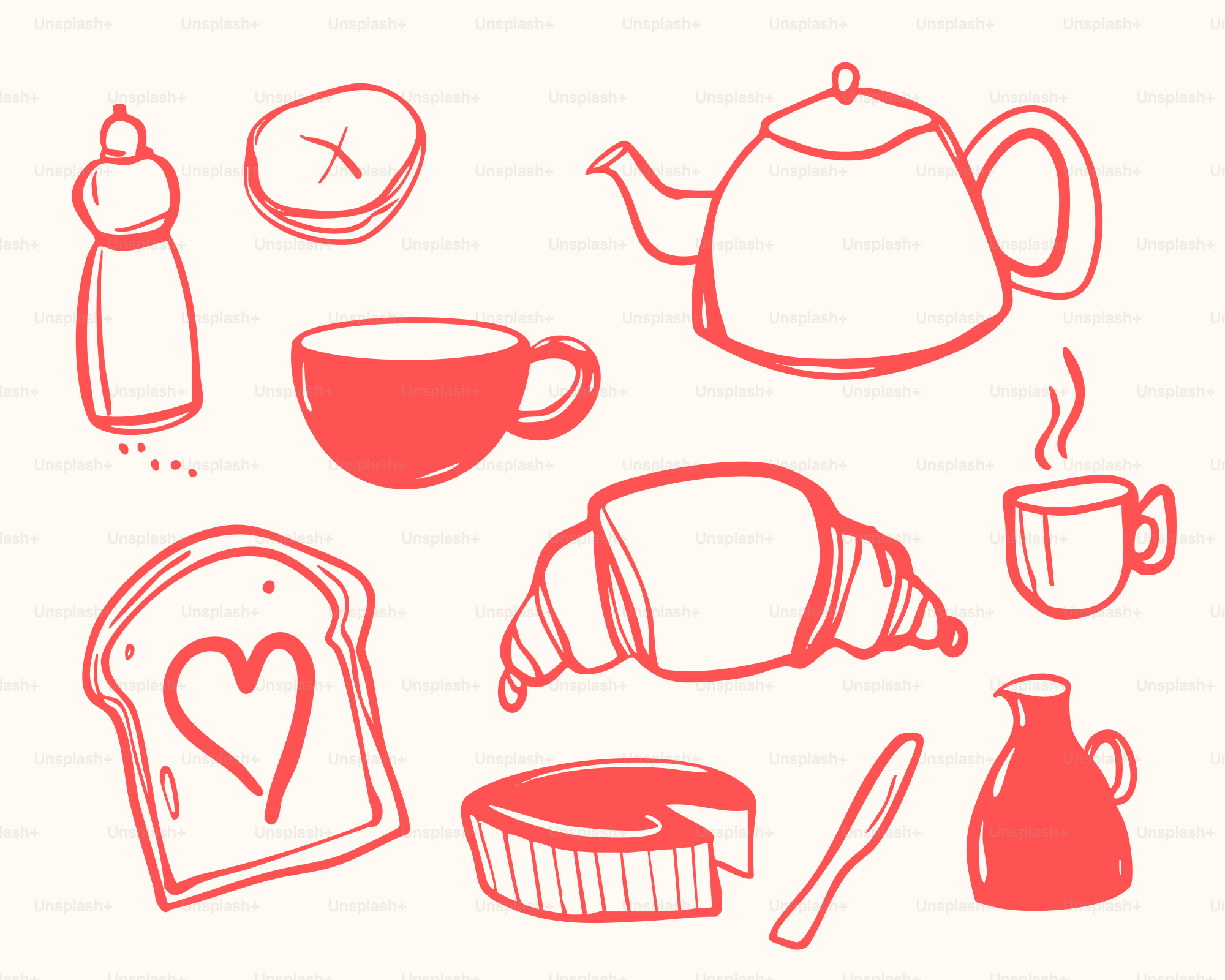 Frühstücks-Essentials und Zubehör werden ausgestellt.