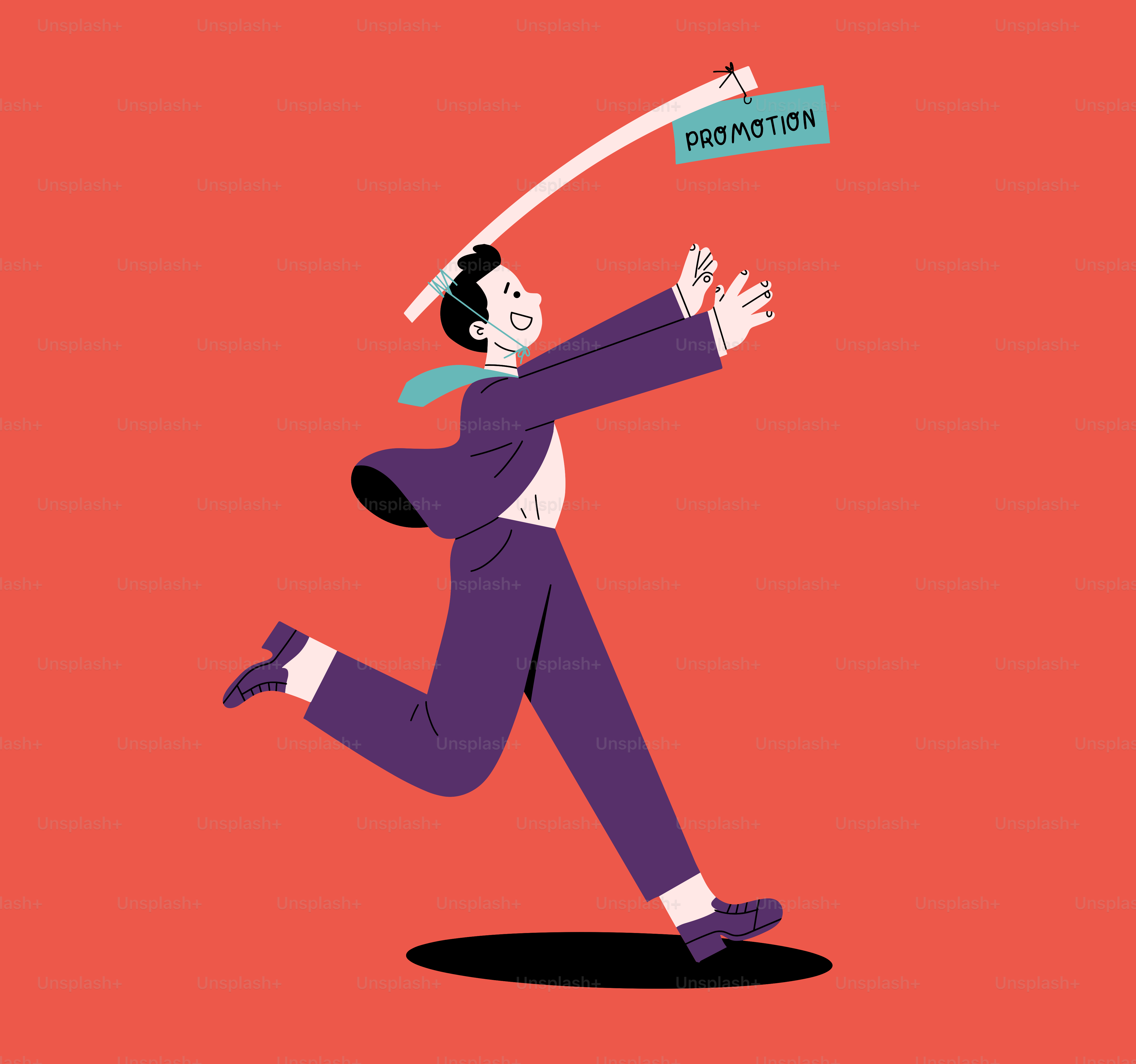Person running toward a promotion sign.