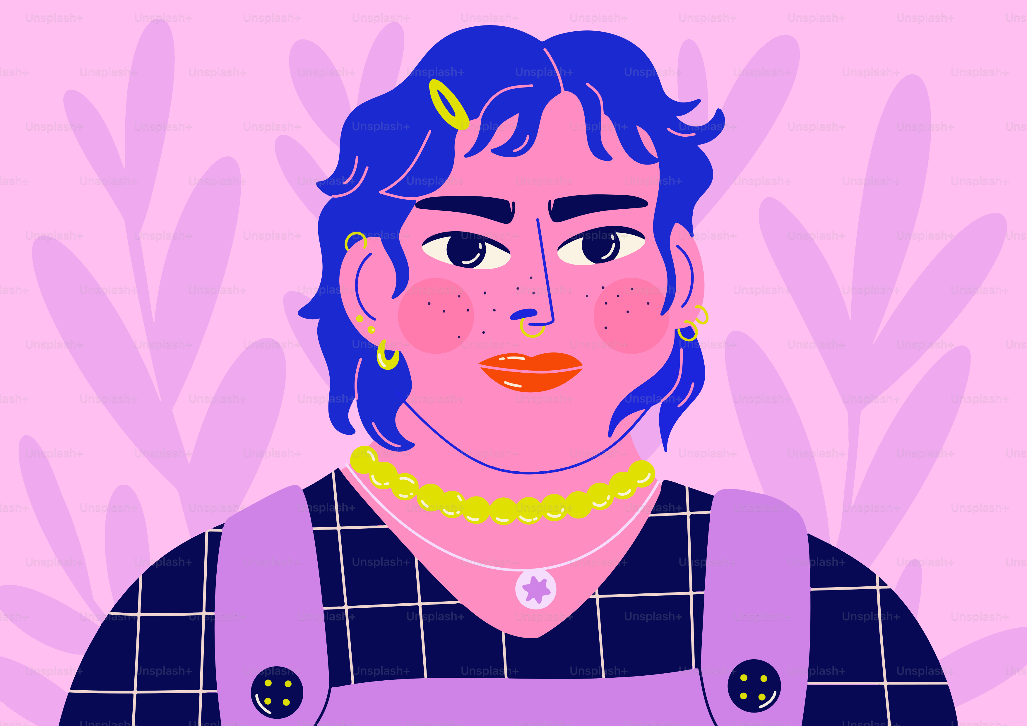 A cartoon portrait of a person.