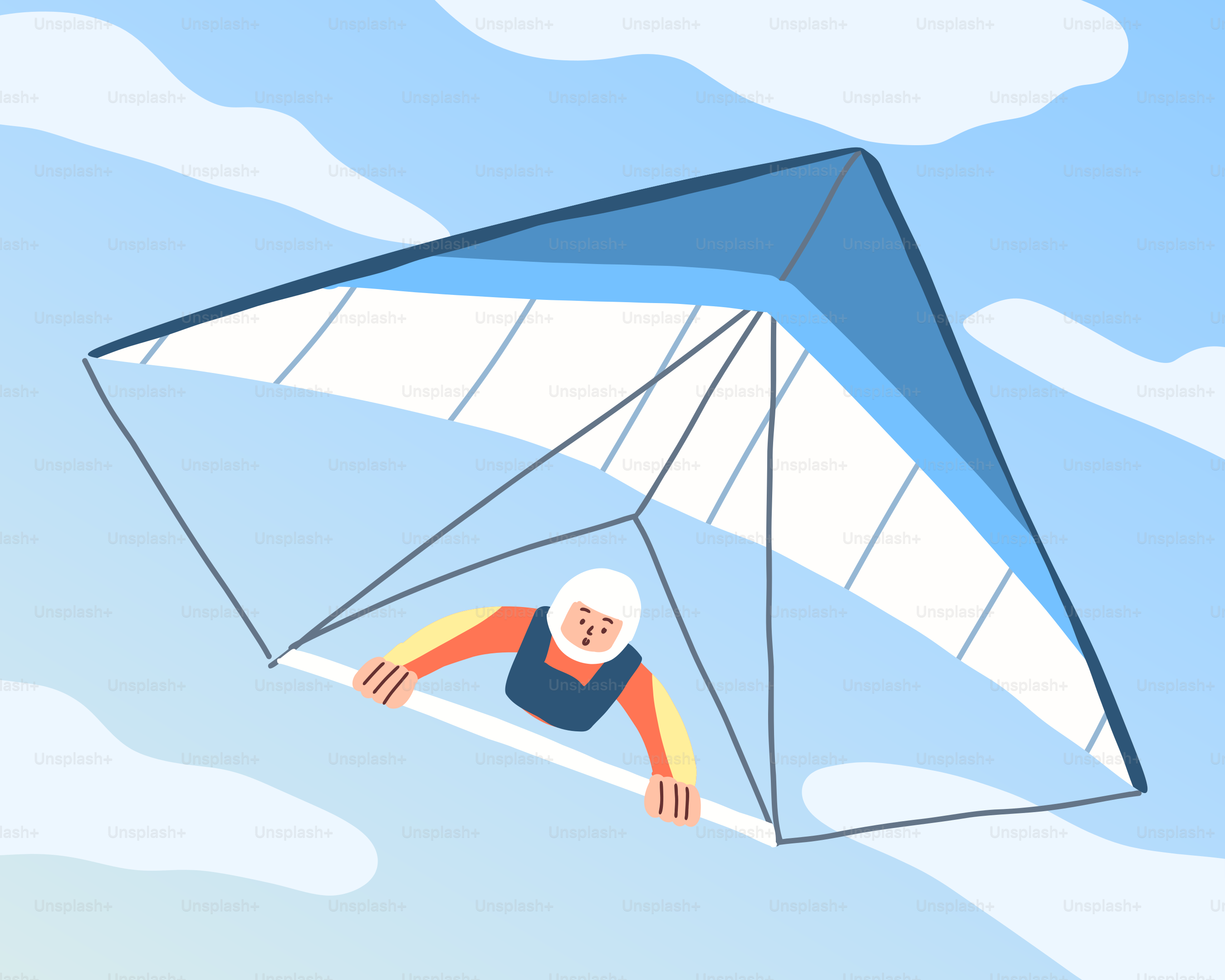 Der Mensch genießt es, durch den blauen Himmel zu gleiten.