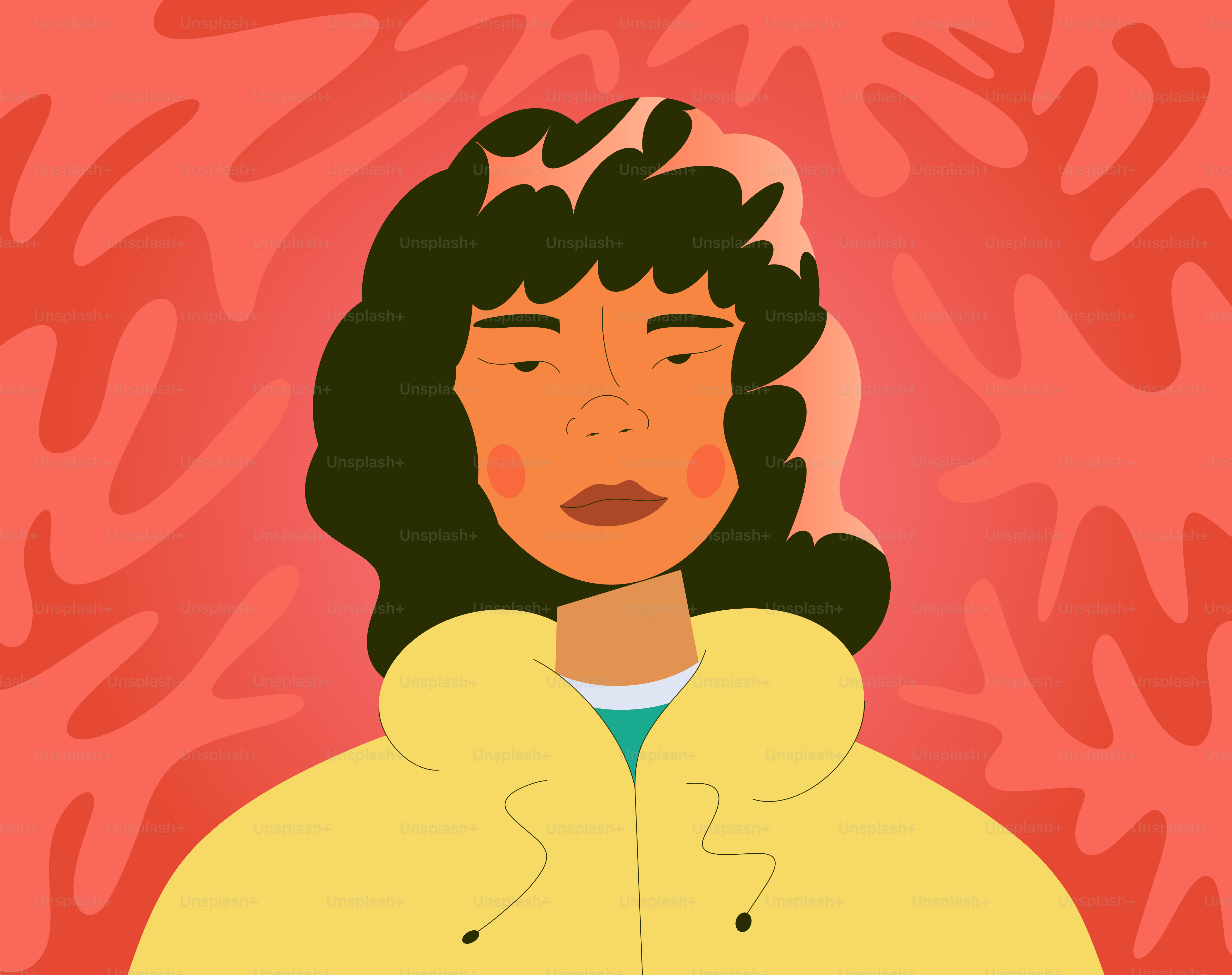 Portrait of a woman with curly hair.