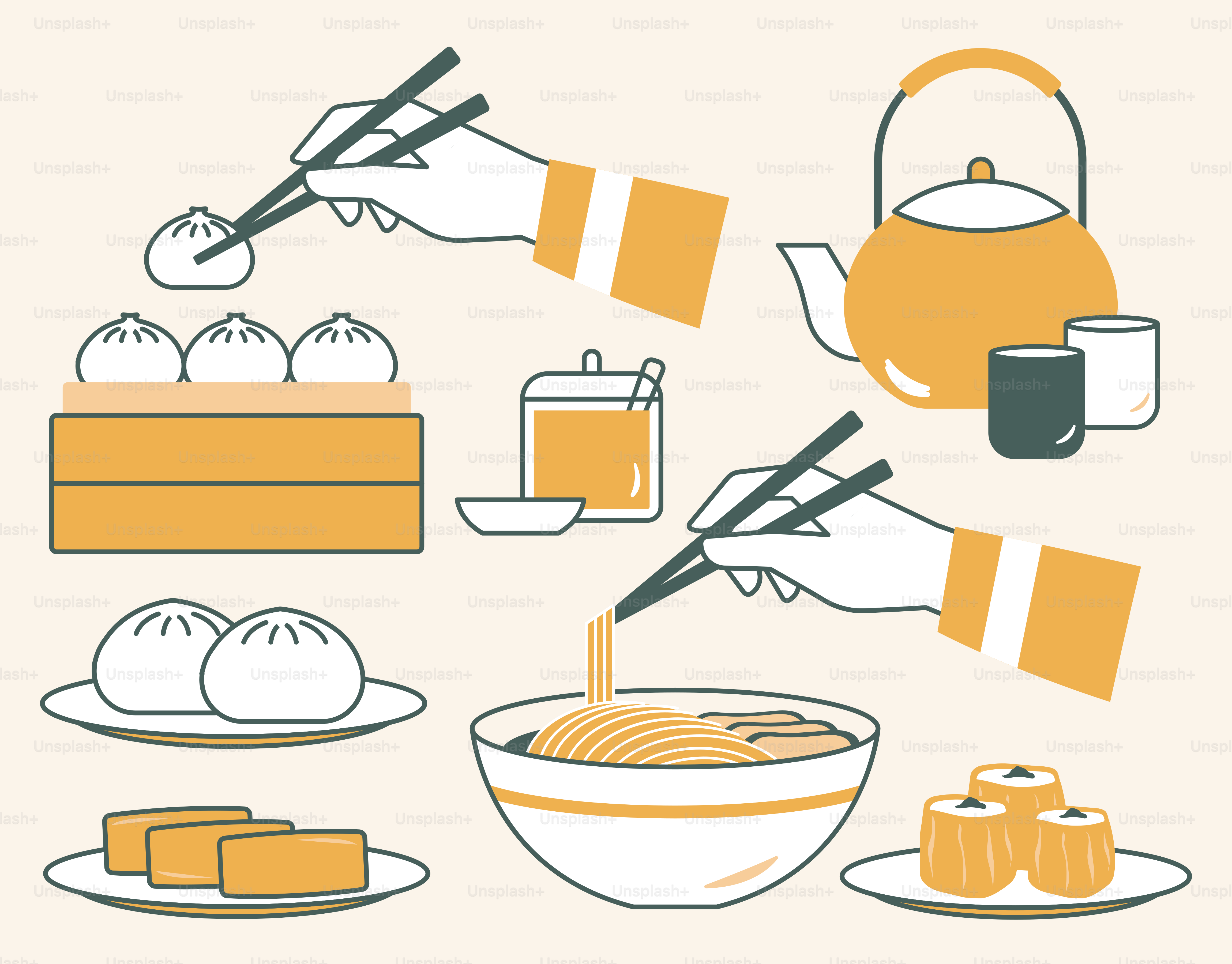 Dim sum and tea: a delicious asian meal.