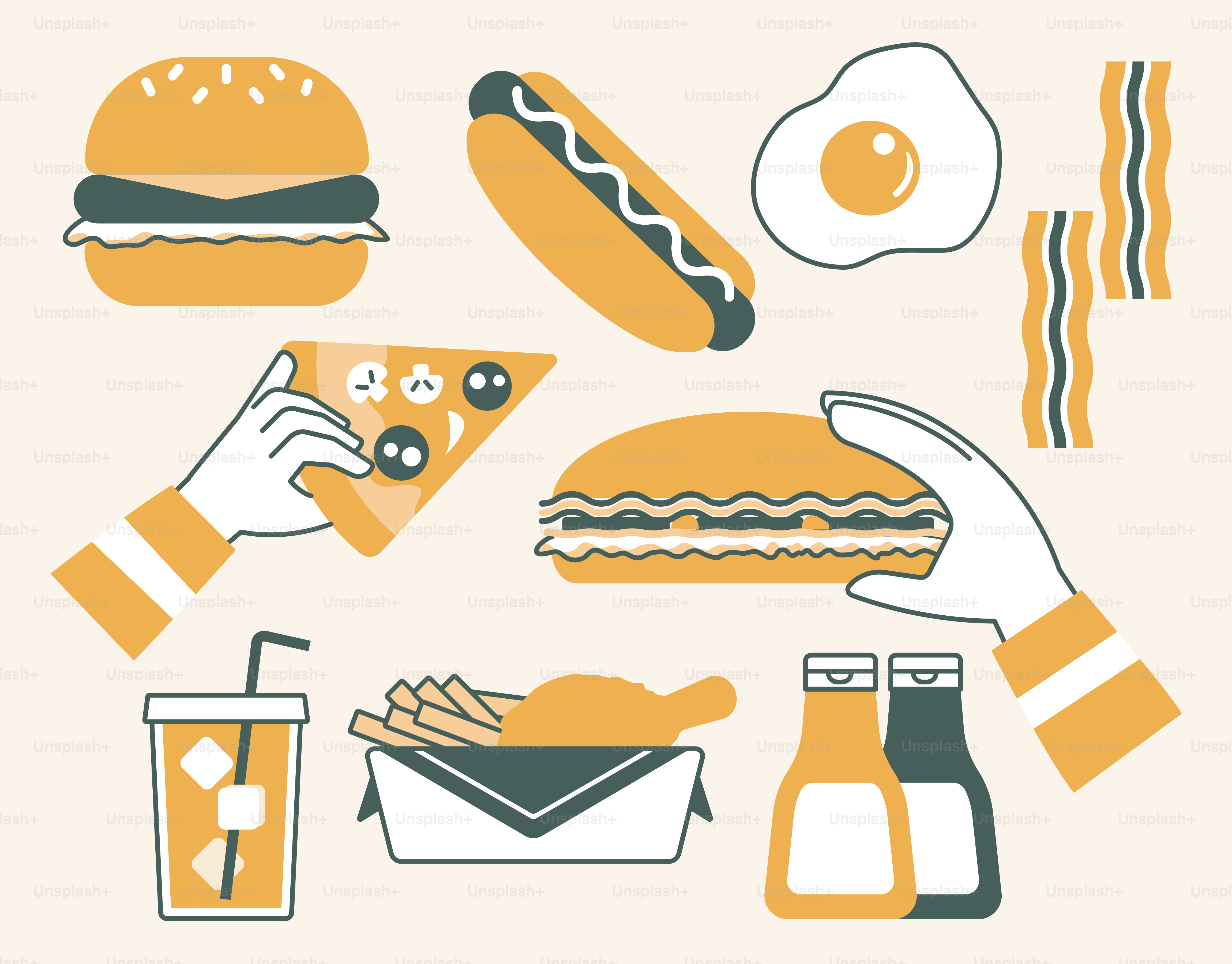 De délicieux fast-foods sont prêts à être dégustés !