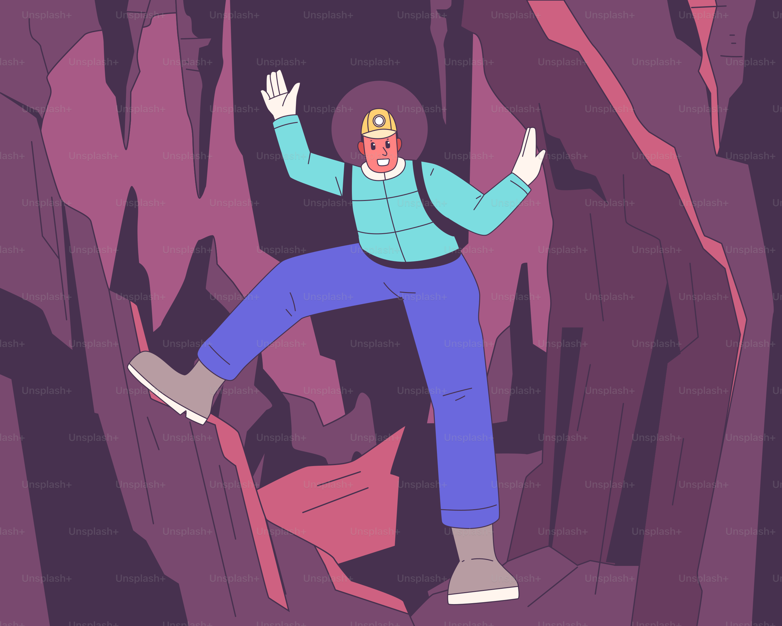 A miner is exploring a cave.