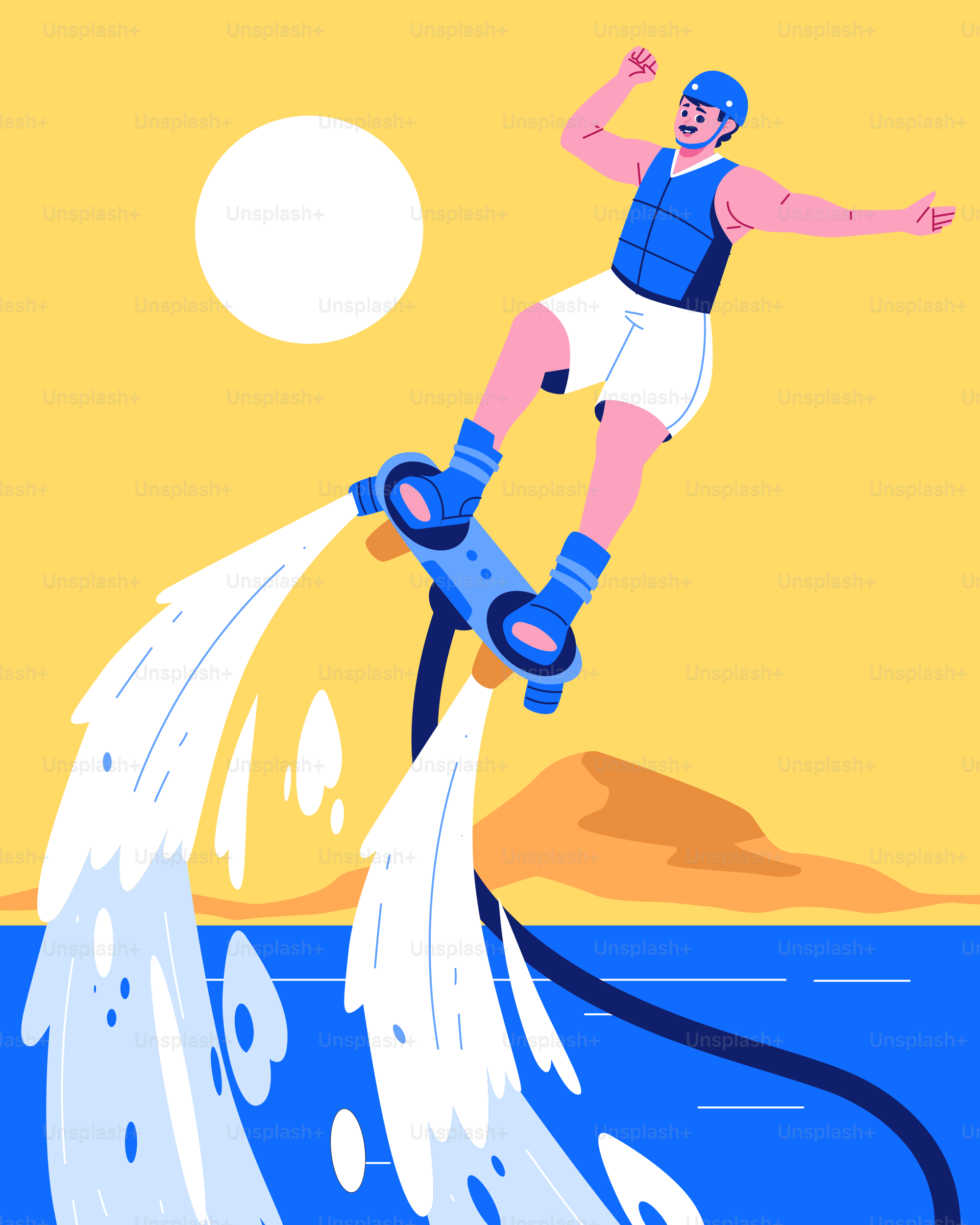 A man rides a flyboard over the water.