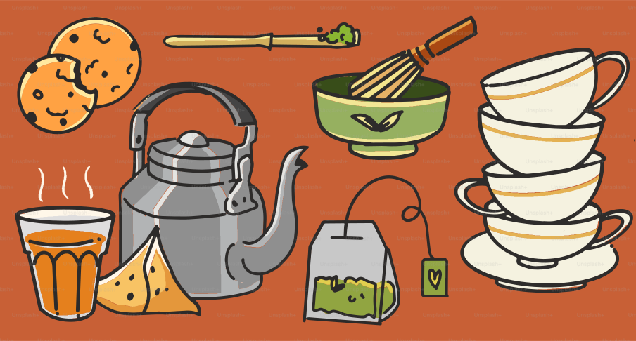 Tea and snacks are ready for a pleasant experience.