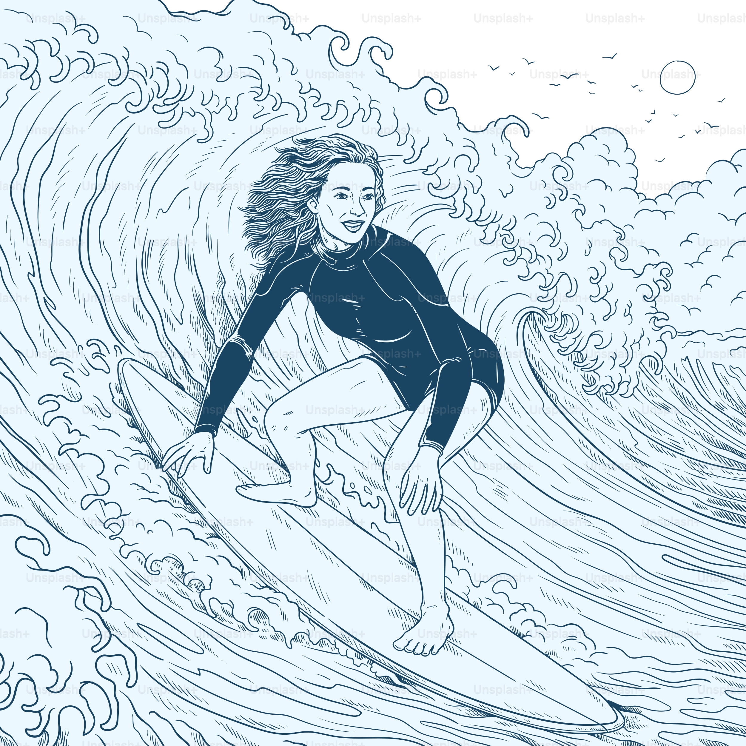 A surfer rides a wave.