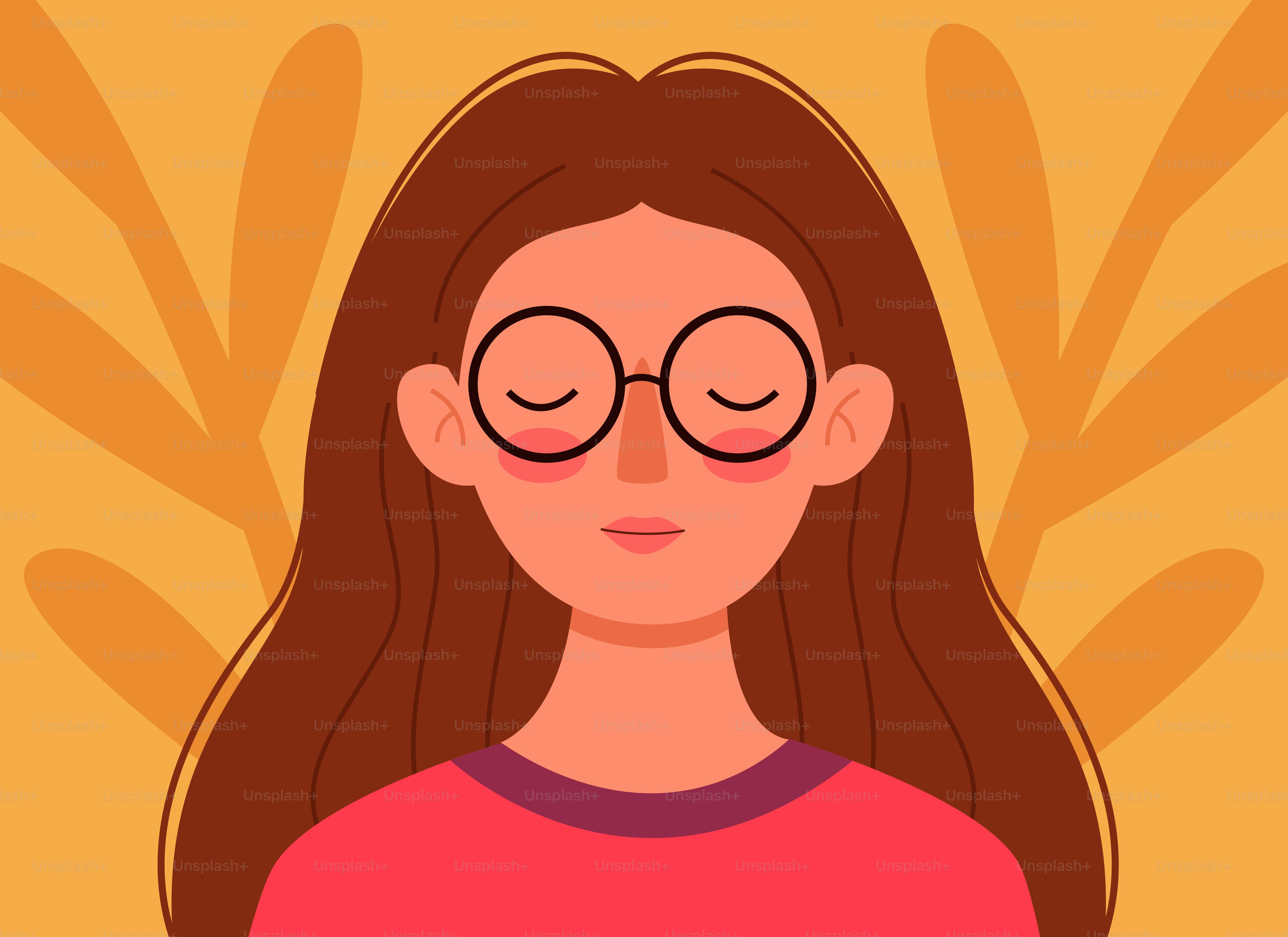 A girl is meditating with eyes closed.