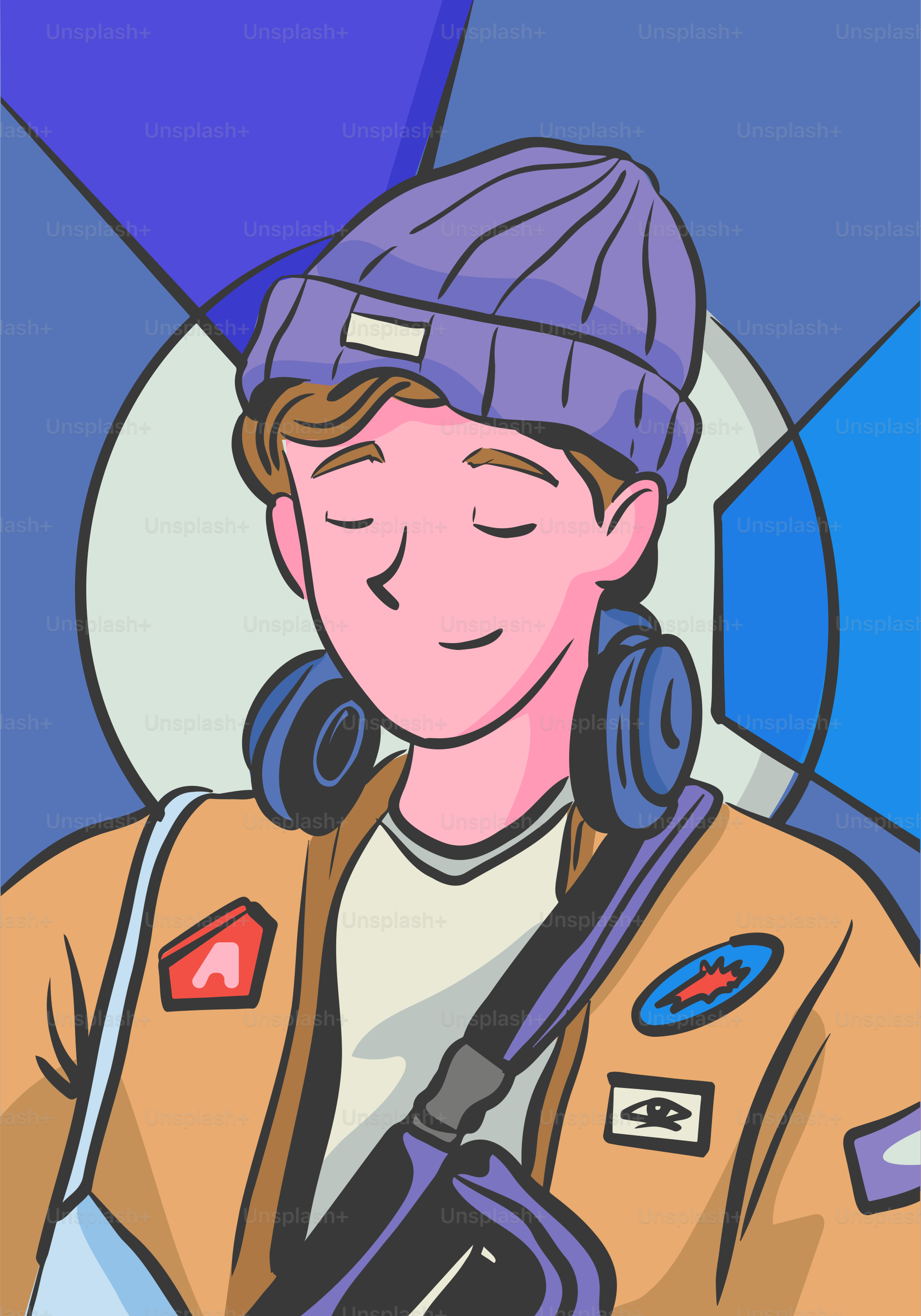 Junger Mann mit blauer Mütze und Kopfhörern.