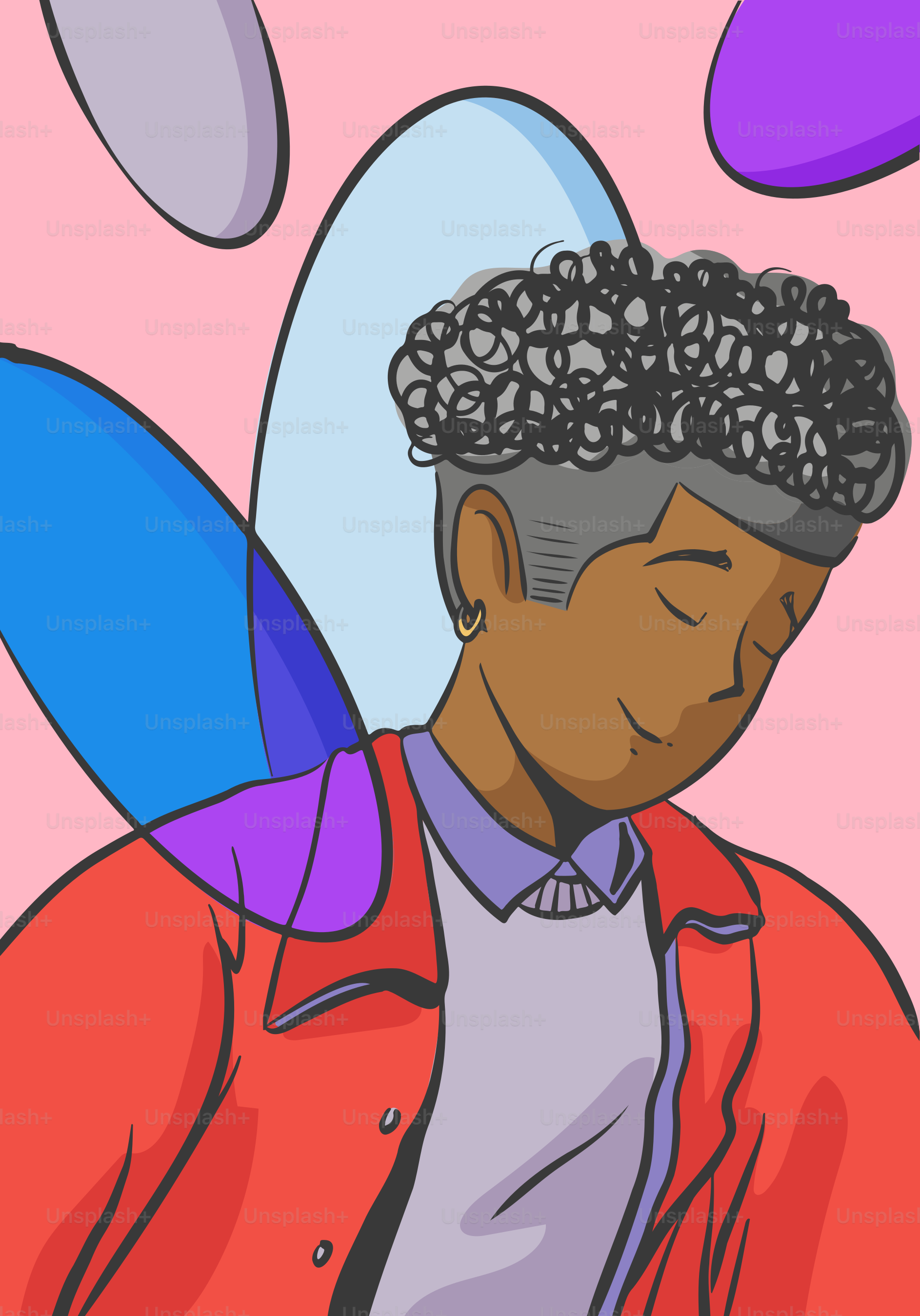 Um desenho estilizado de uma pessoa sorridente.